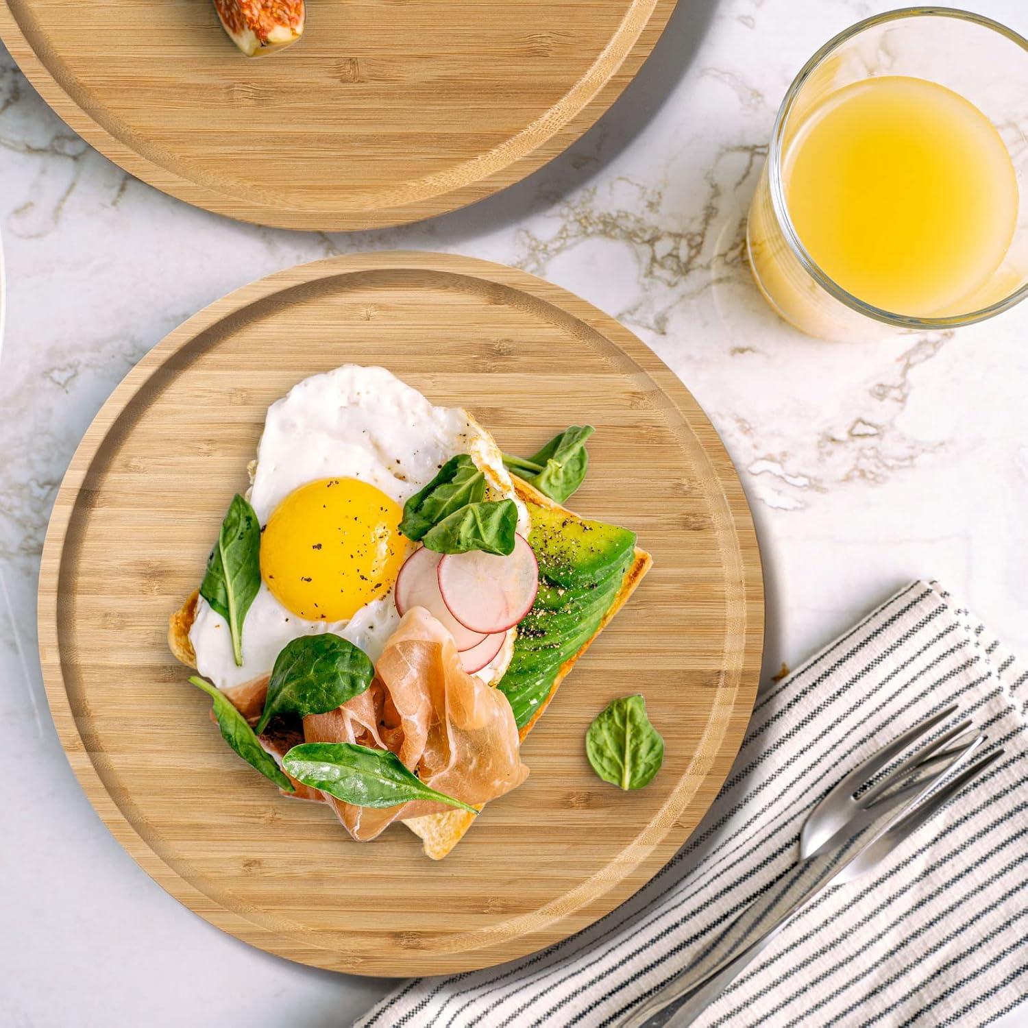 Bandeja de Servicio Redonda de Bambú YANGQIHOME 25x25 cm