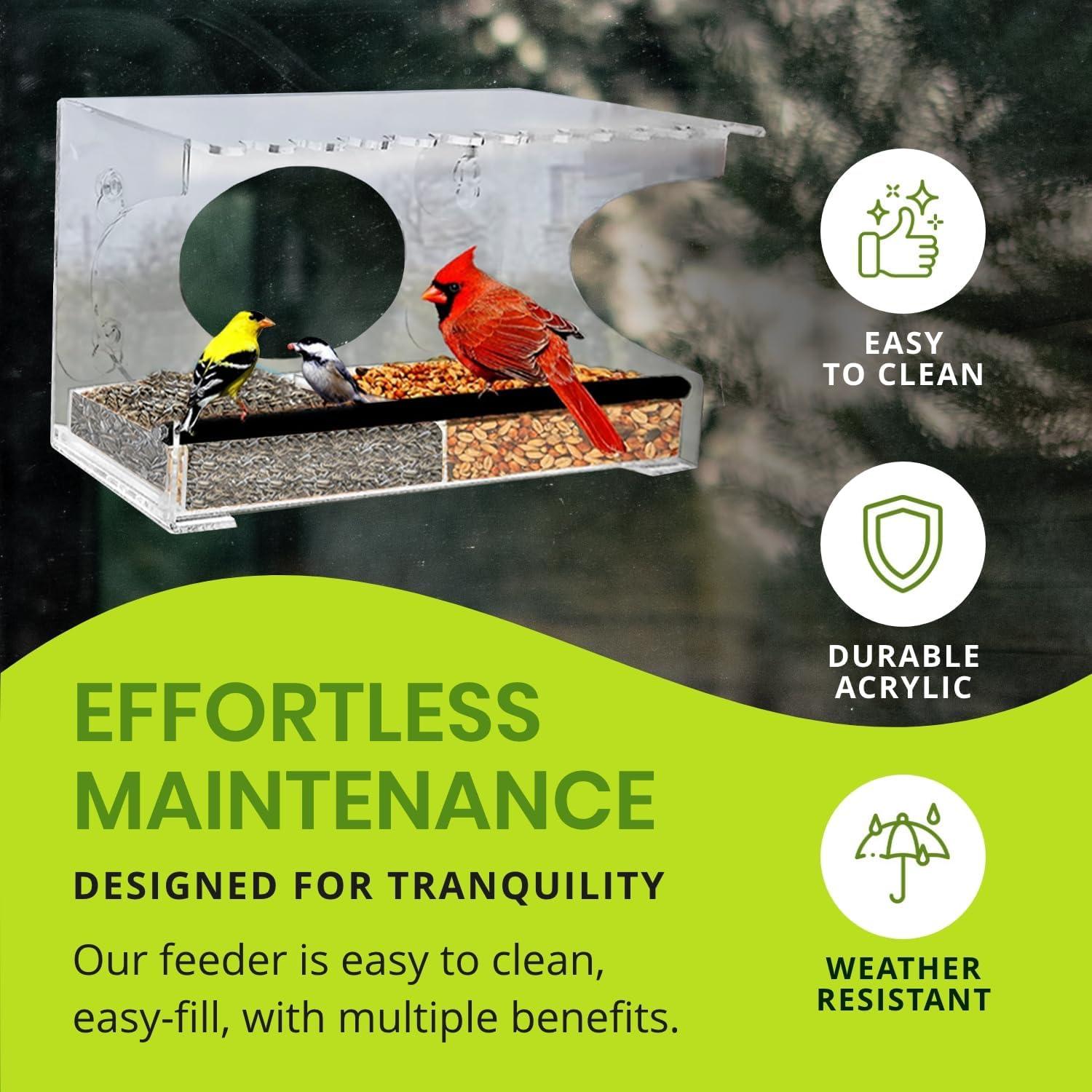 Comedero de Aves Acrílico Nature Gear para Ventana Extendida