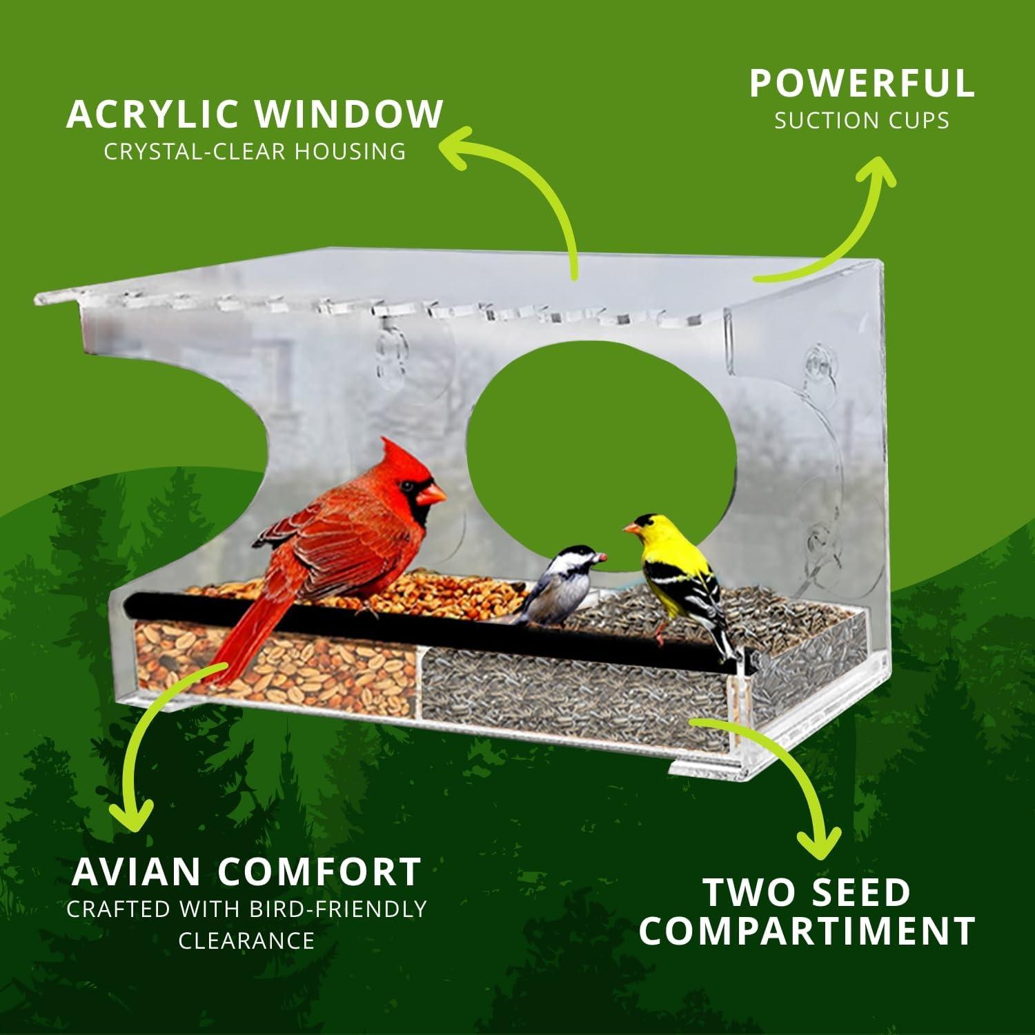 Comedero de Aves Acrílico Nature Gear para Ventana Extendida
