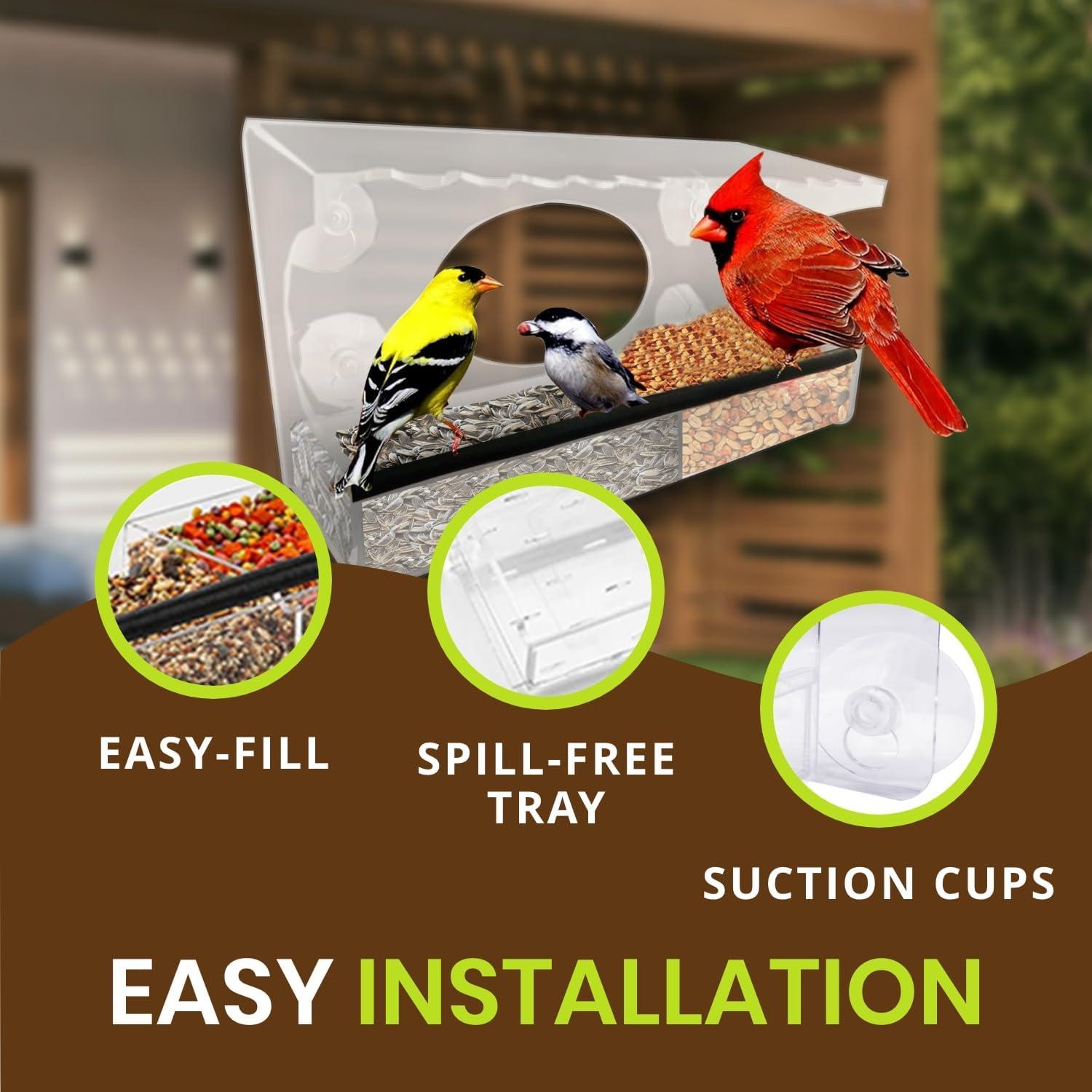 Comedero de Aves Acrílico Nature Gear para Ventana Extendida