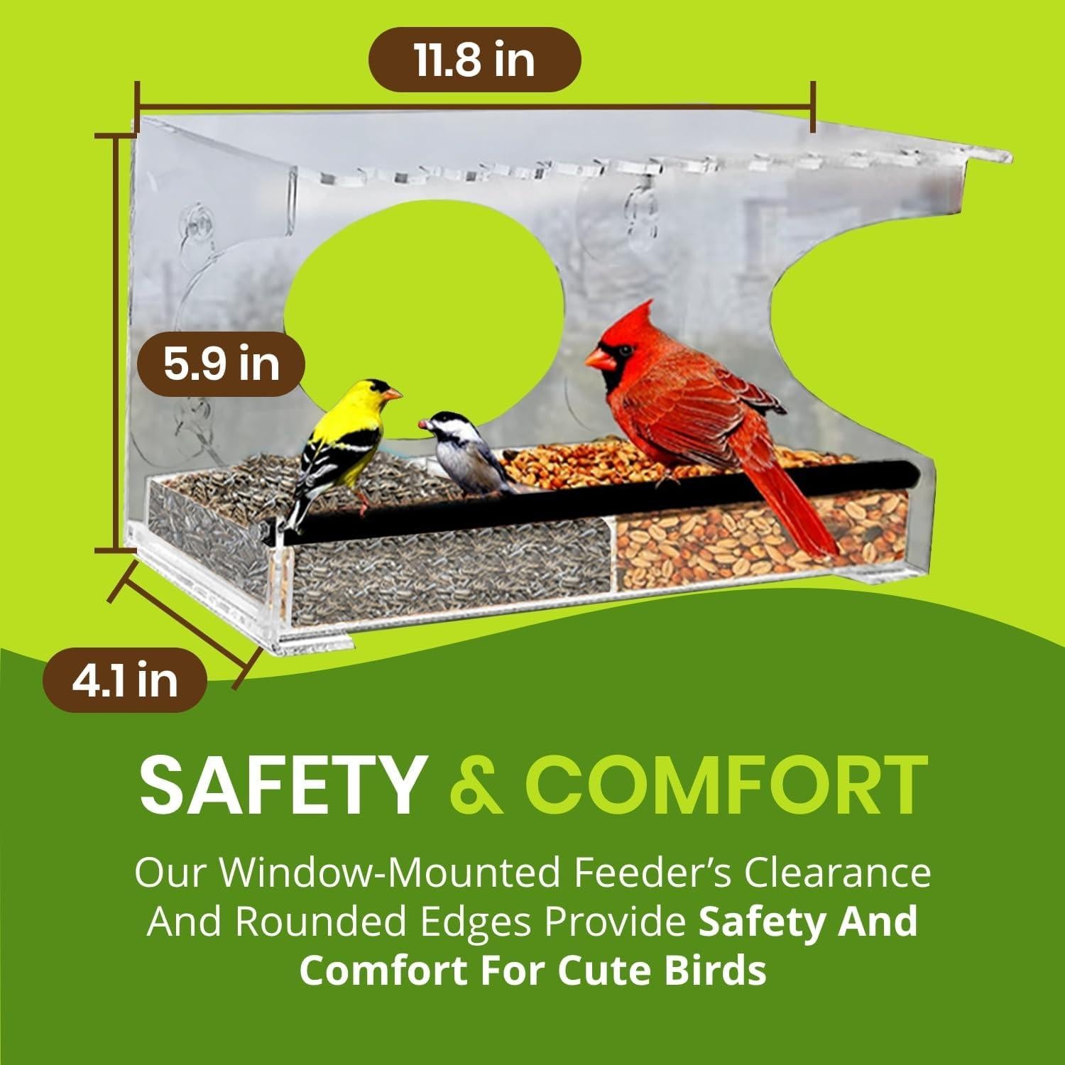 Comedero de Aves Acrílico Nature Gear para Ventana Extendida