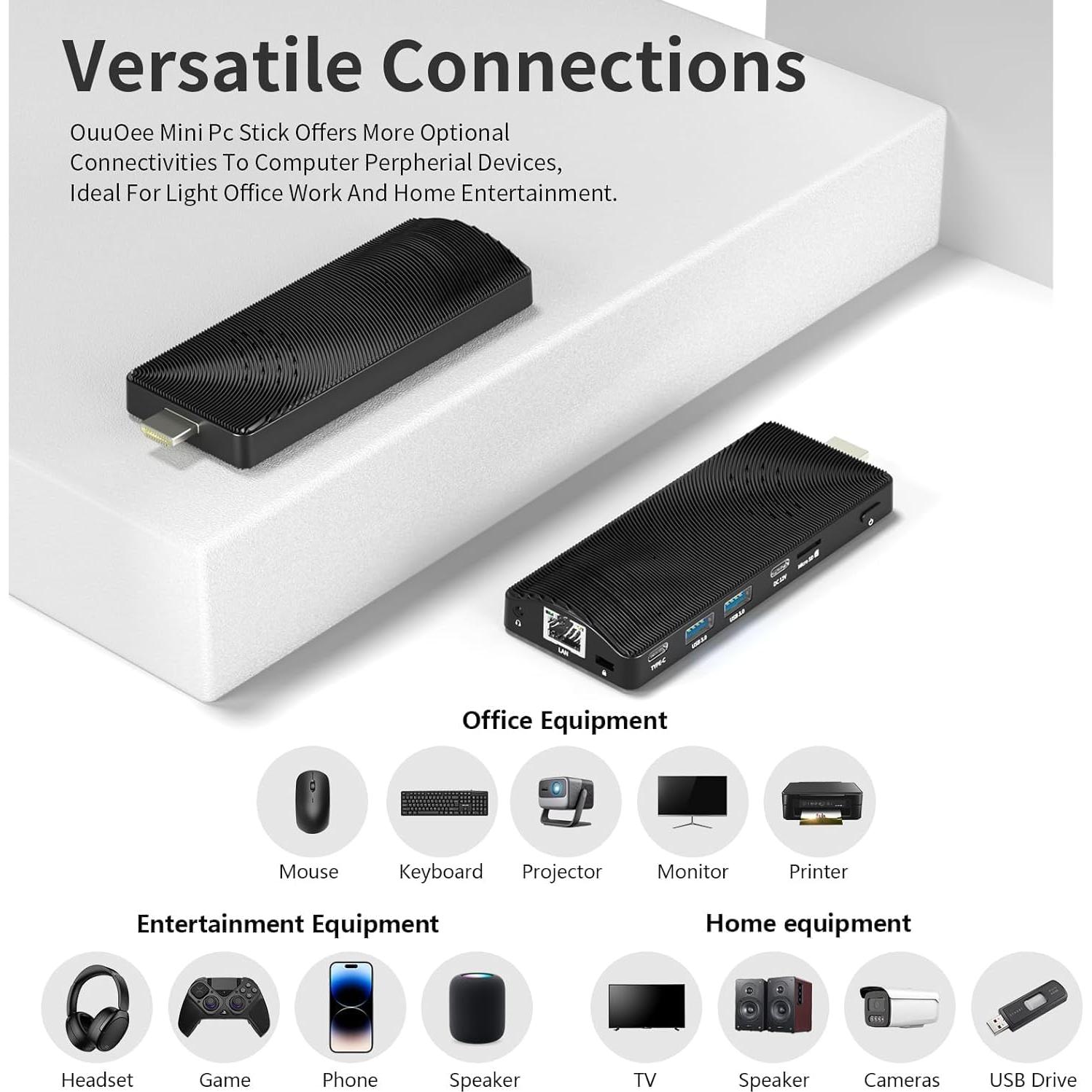 Mini PC Stick OuuOee Celeron J4125 4GB RAM 64GB SSD 4K