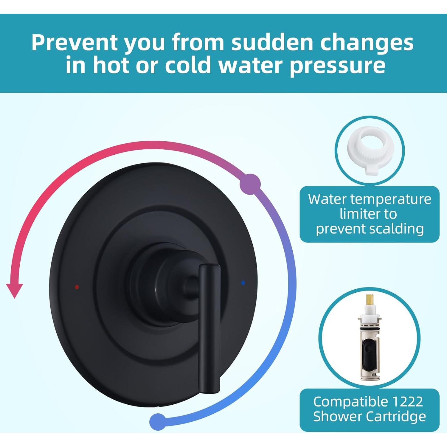 Kit de recorte Moen T2901BL para ducha, negro mate