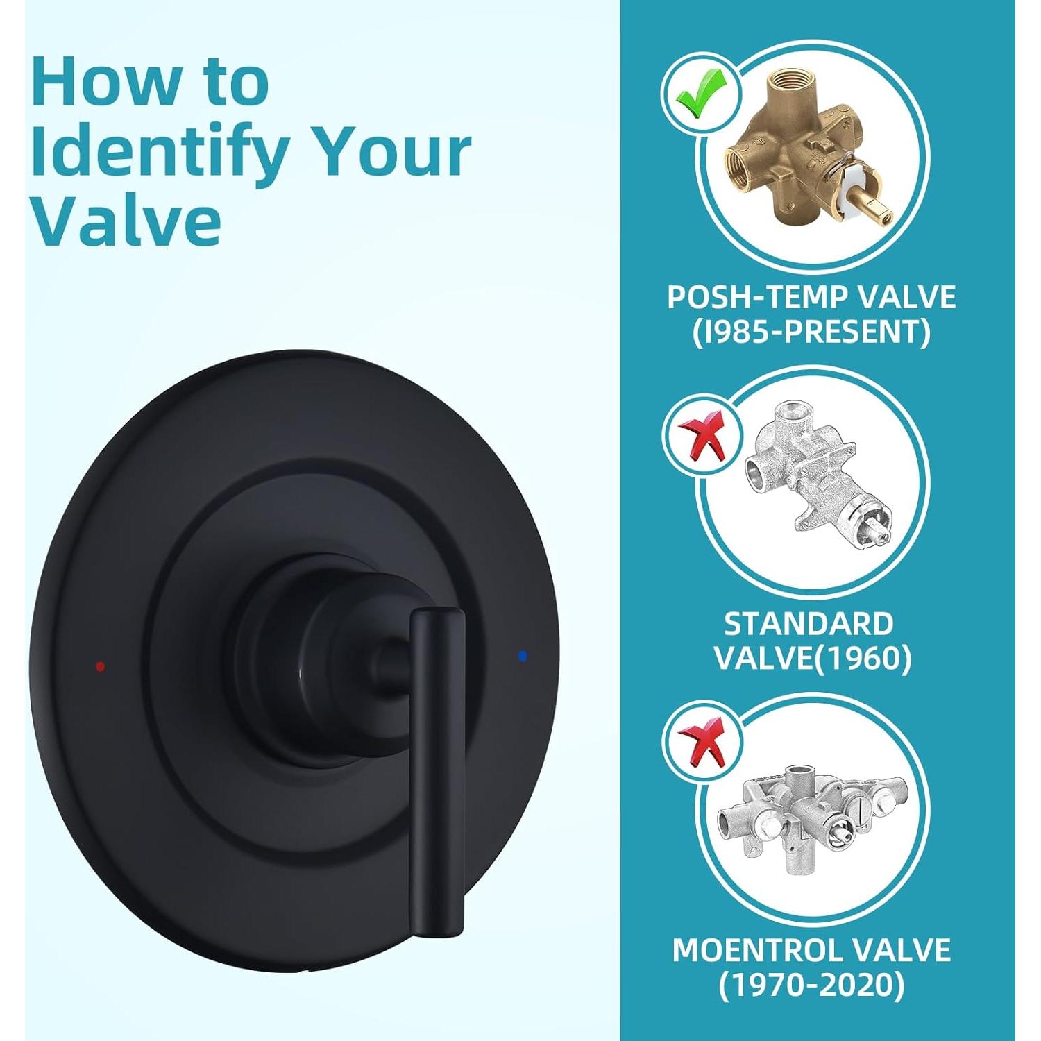 Kit de recorte Moen T2901BL para ducha, negro mate