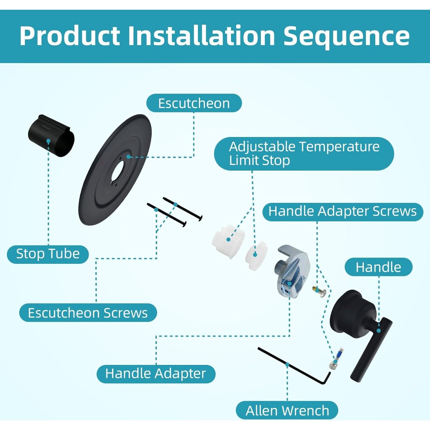 Kit de recorte Moen T2901BL para ducha, negro mate