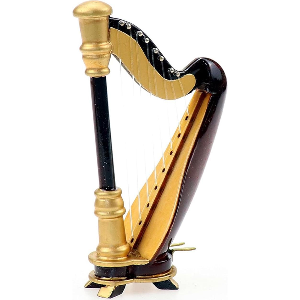 Arpa Miniatura Dselvgvu 9cm Decoración Musical con Estuche