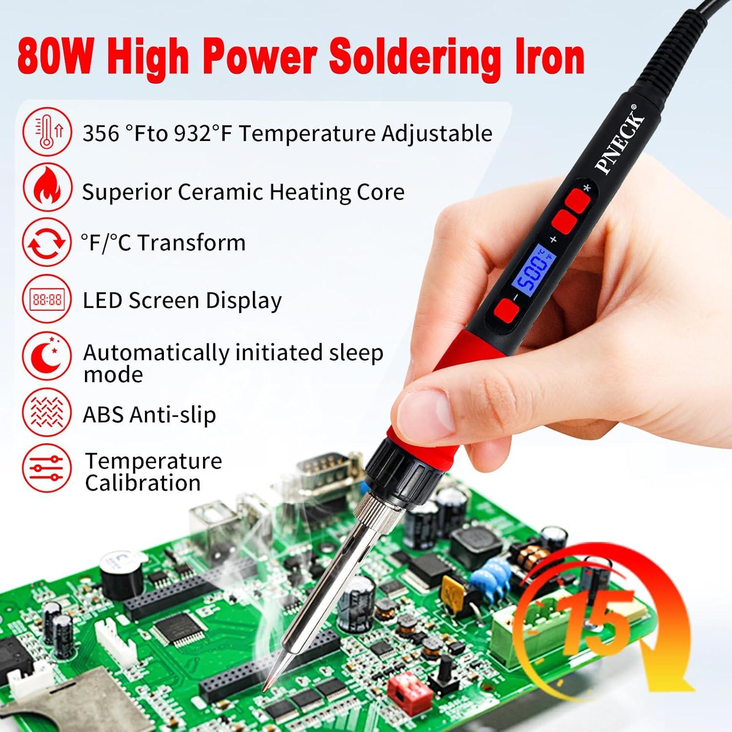 Kit de Soldador PNECK 909DR 80W Pantalla LCD Temperatura 180-500°C