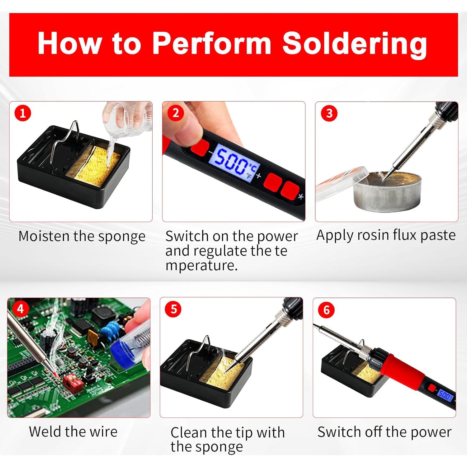 Kit de Soldador PNECK 909DR 80W Pantalla LCD Temperatura 180-500°C