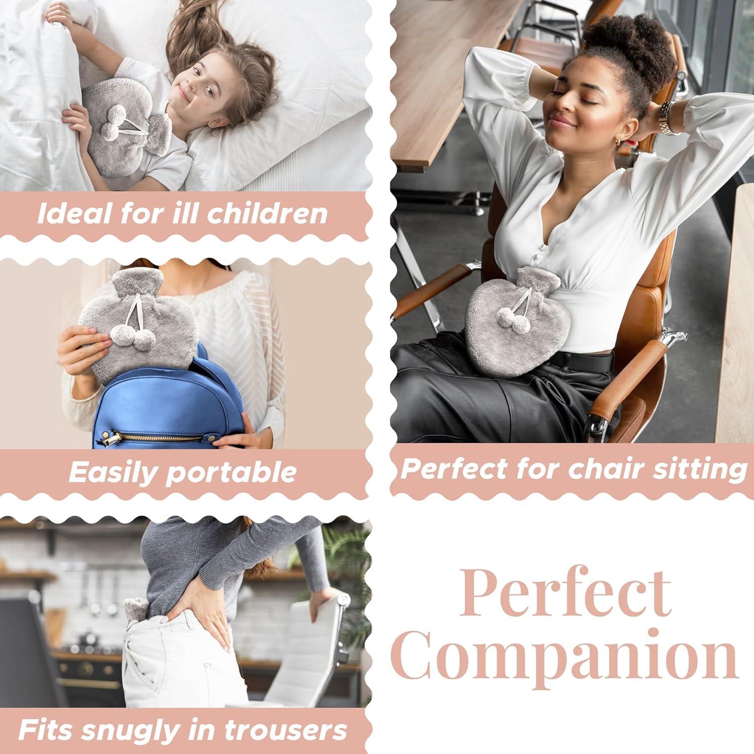 Botella de Agua Caliente Empire 1L con Funda de Felpa Gris