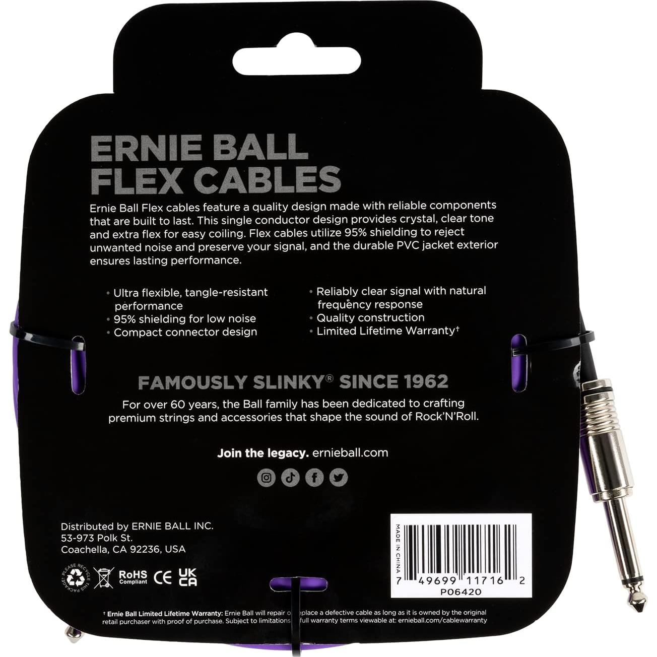 Cable de Instrumento Ernie Ball 6,10m Púrpura Flex