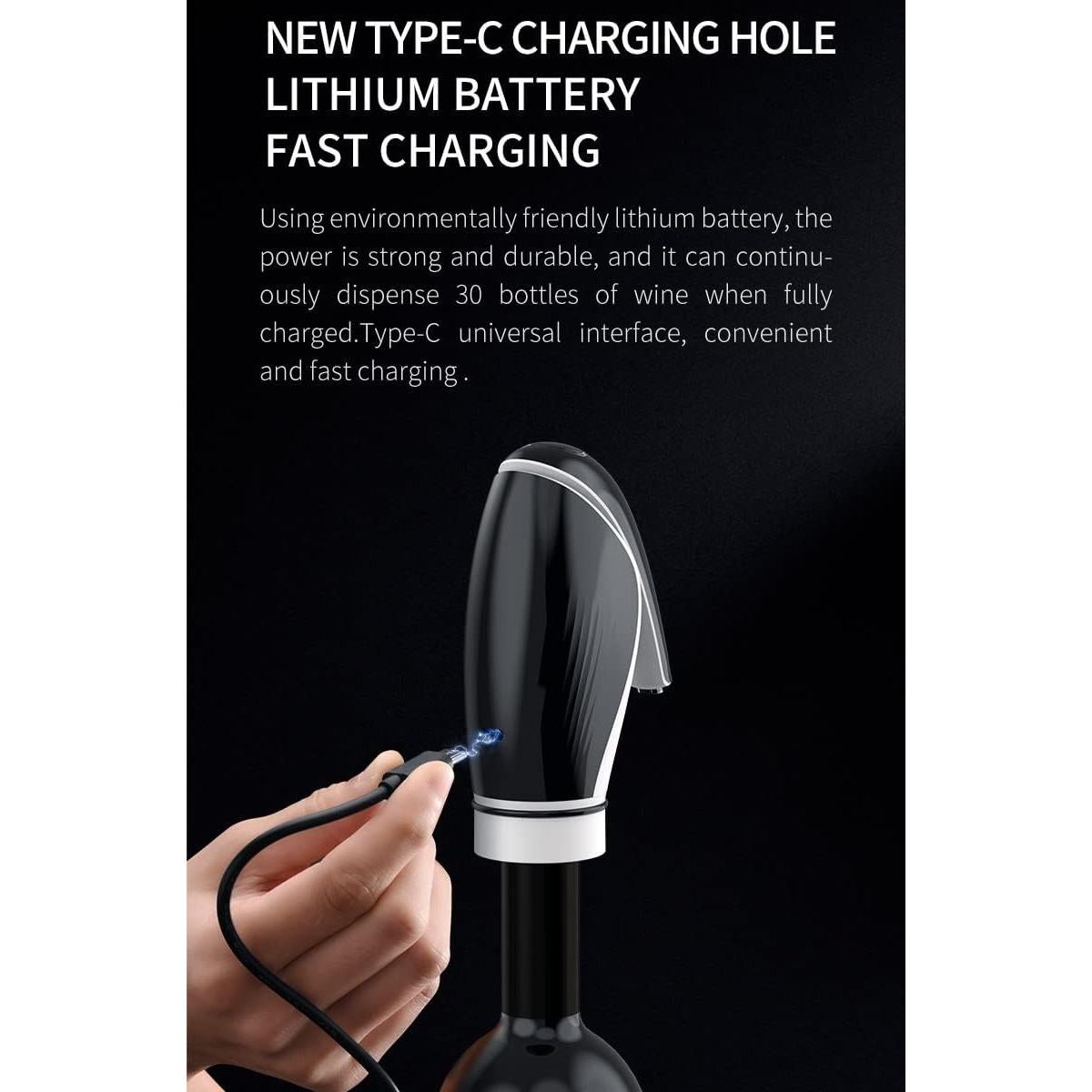 Aerador de Vino Eléctrico ESCLAP KD6 Negro, Carga Rápida