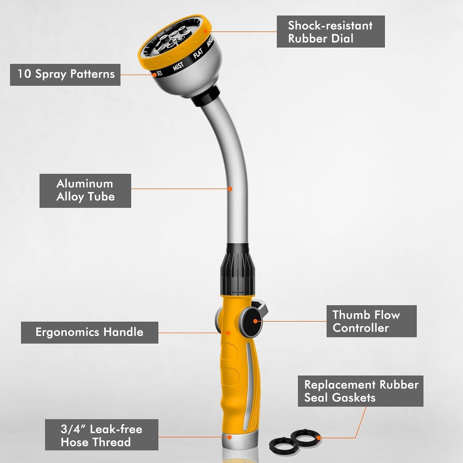 Vara de Riego Restmo Metal Pesada 10 Patrones Amarillo