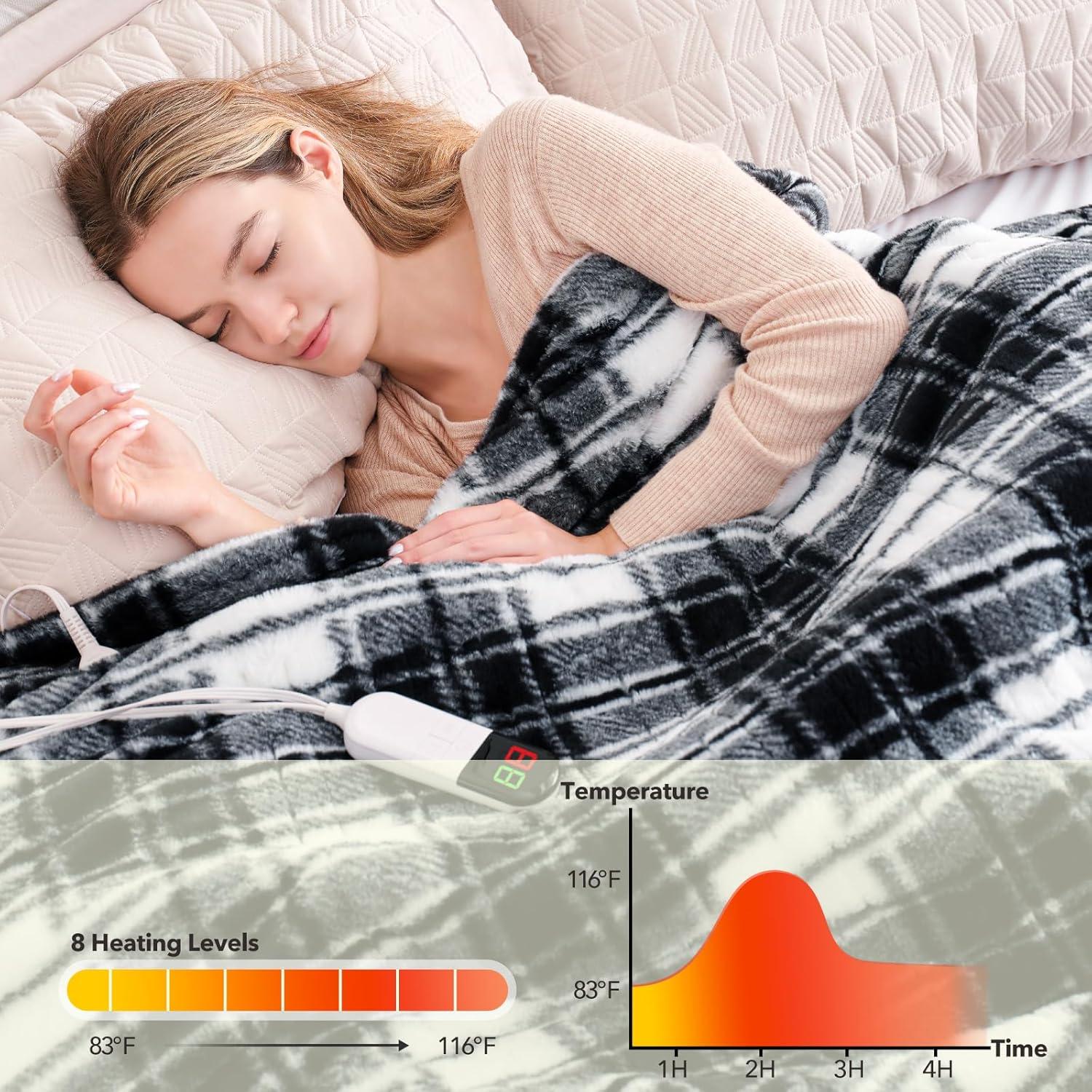 Manta Eléctrica MAXEVE 50x60 cm Piel de Conejo Sintética Negra