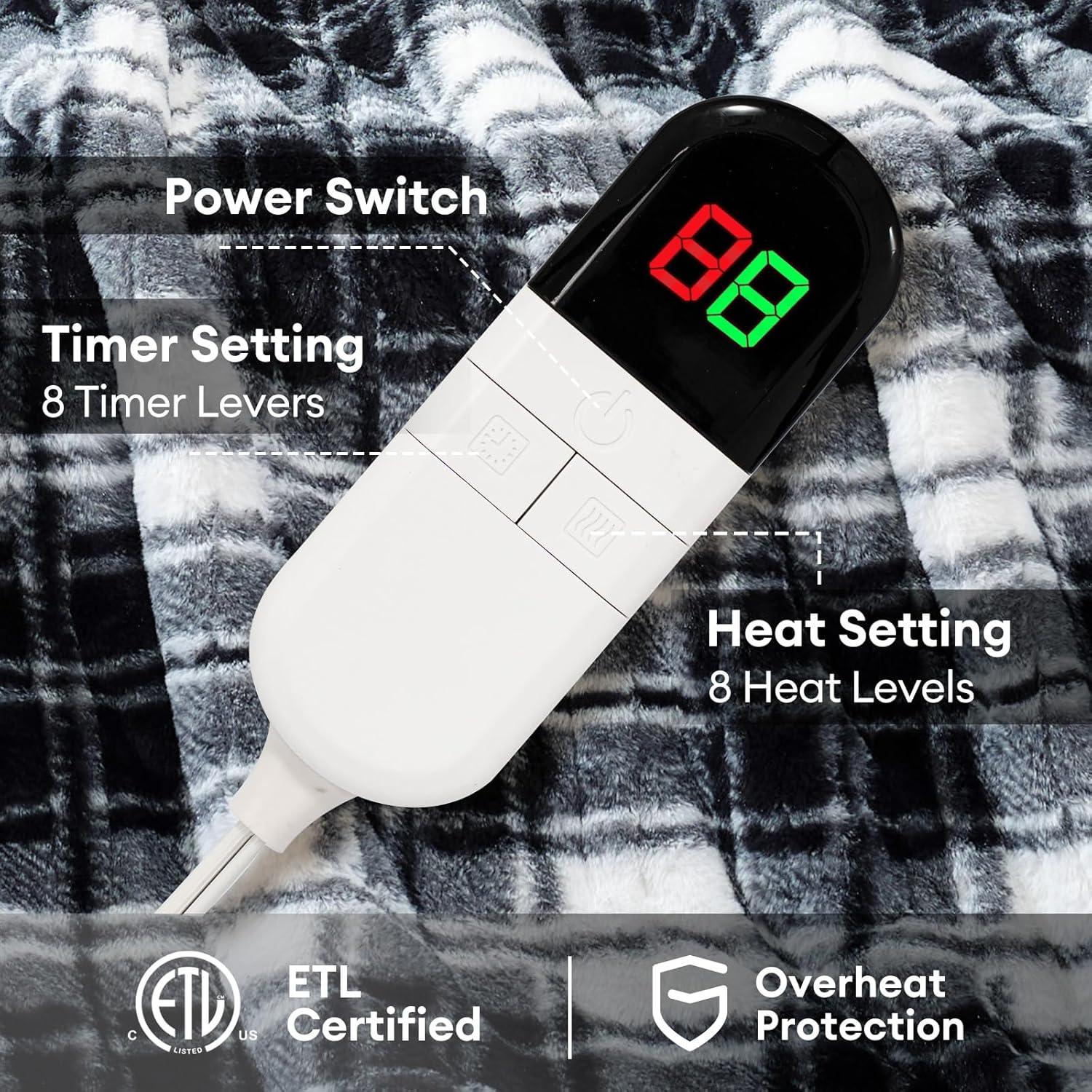 Manta Eléctrica MAXEVE 50x60 cm Piel de Conejo Sintética Negra