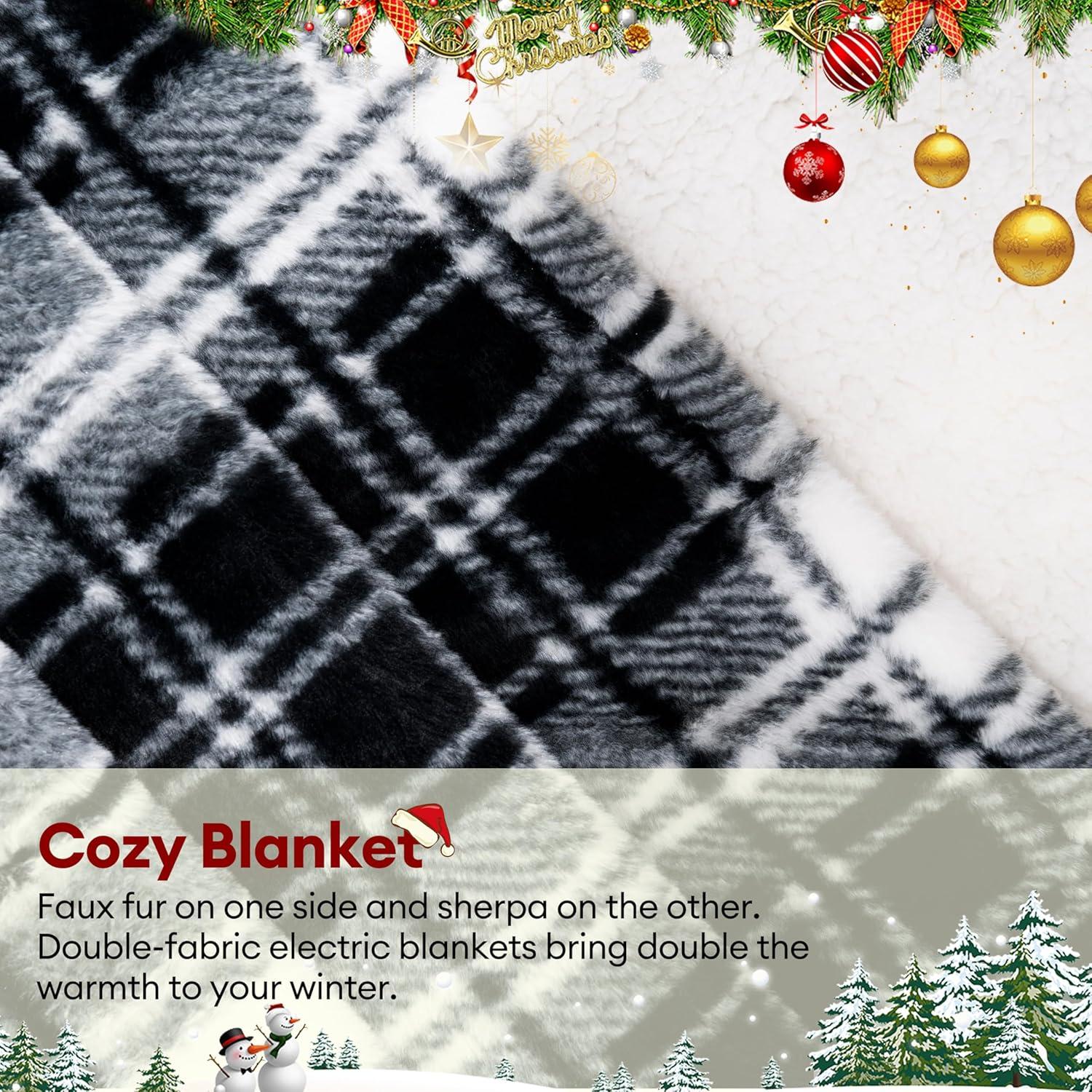 Manta Eléctrica MAXEVE 50x60 cm Piel de Conejo Sintética Negra