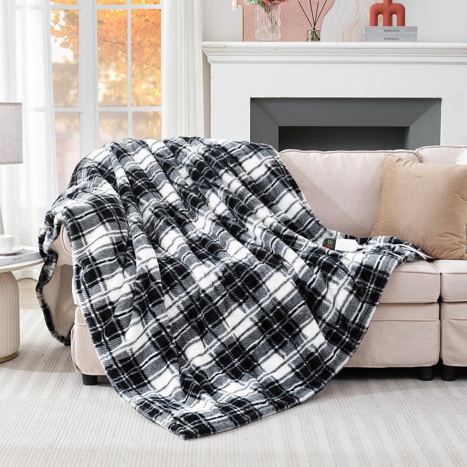 Manta Eléctrica MAXEVE 50x60 cm Piel de Conejo Sintética Negra