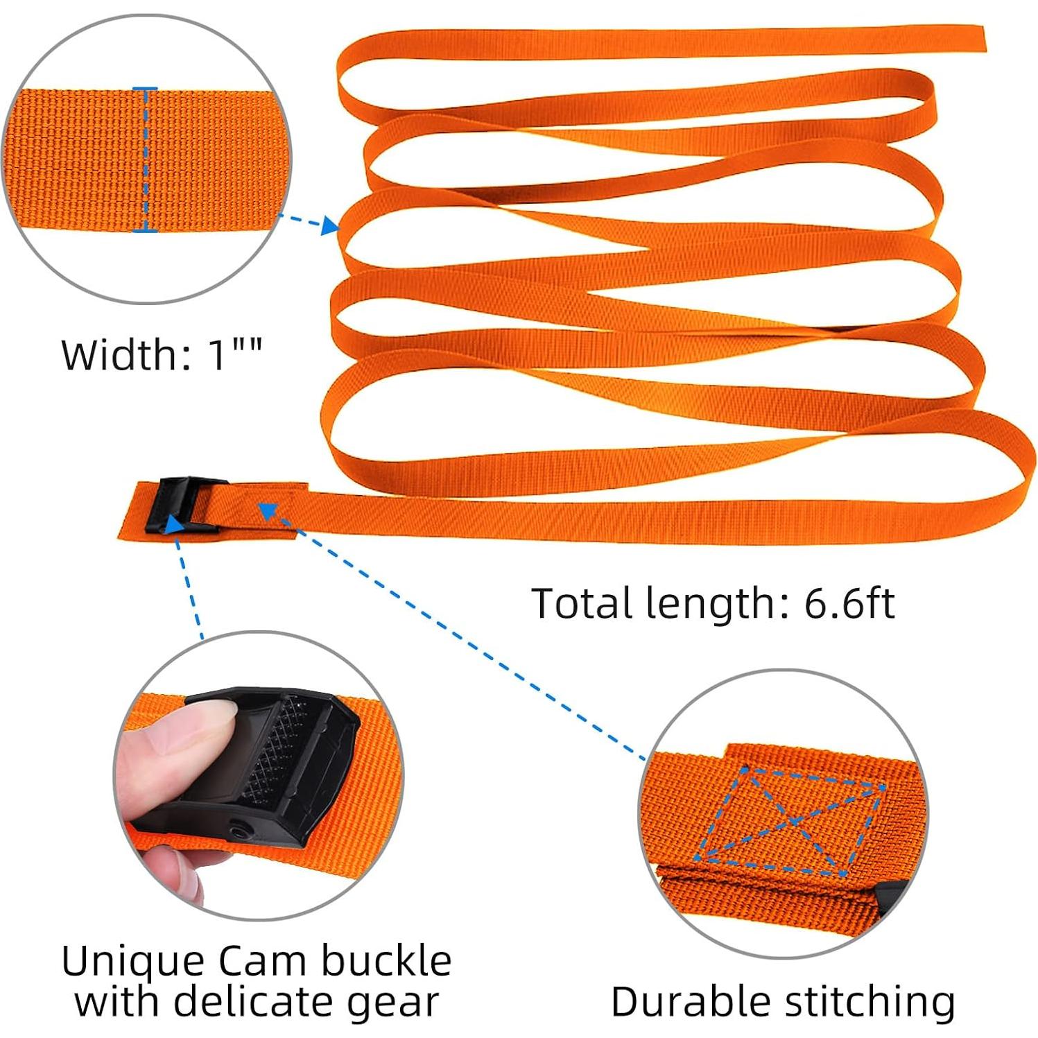 Correas de Amarre Ayifan 2m Naranja 6 Piezas 250kg Ajustables