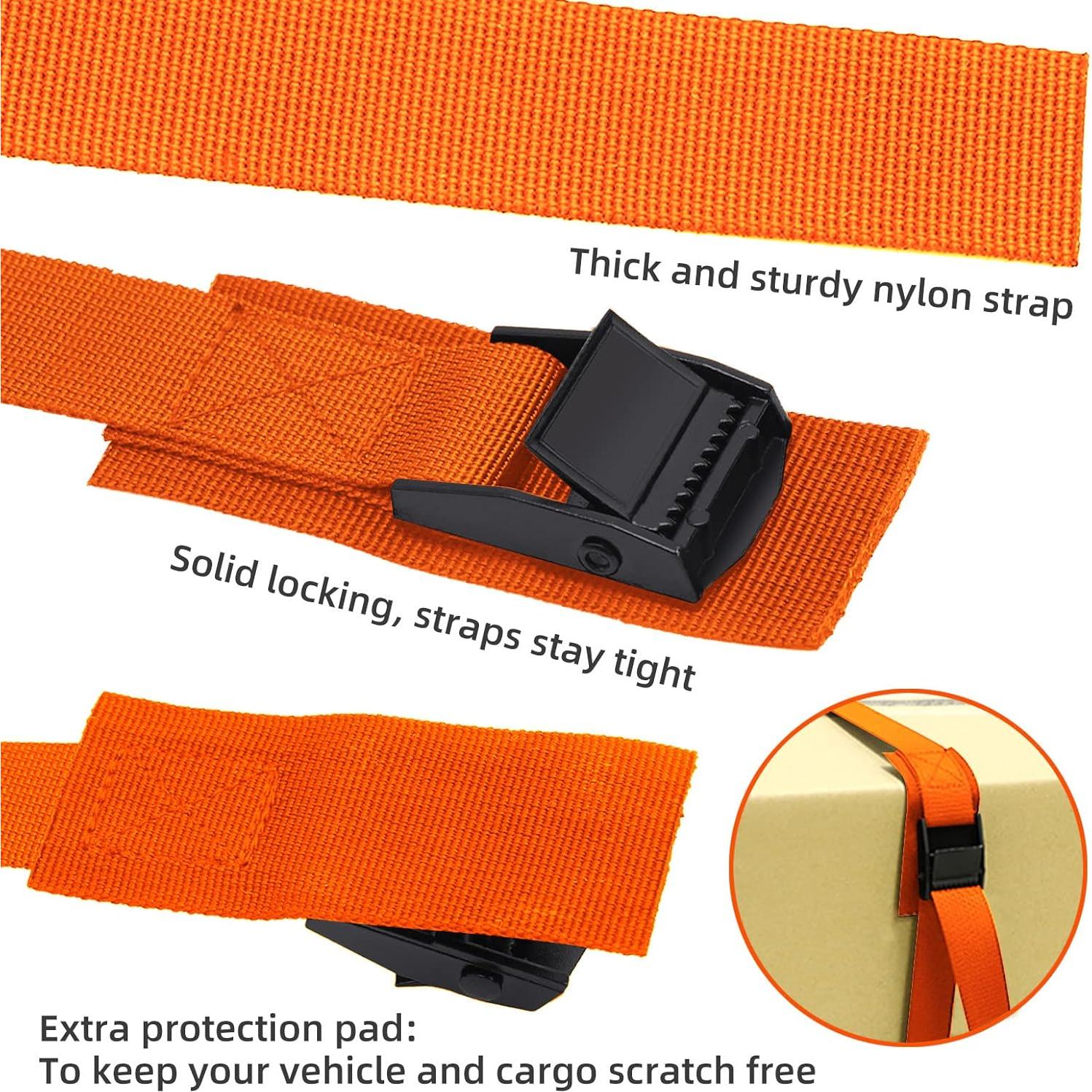 Correas de Amarre Ayifan 2m Naranja 6 Piezas 250kg Ajustables