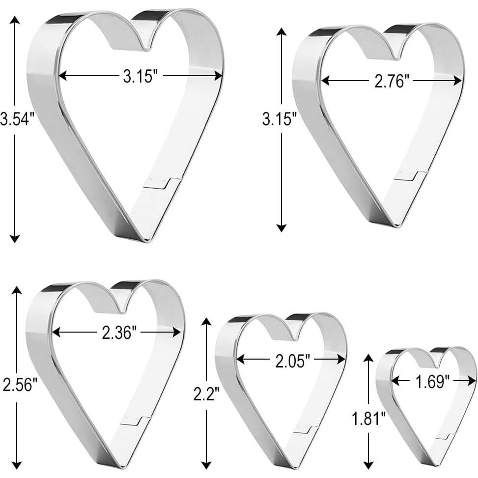 Juego de Cortadores de Galletas Corazón YomiFamily 10 Piezas Rosa