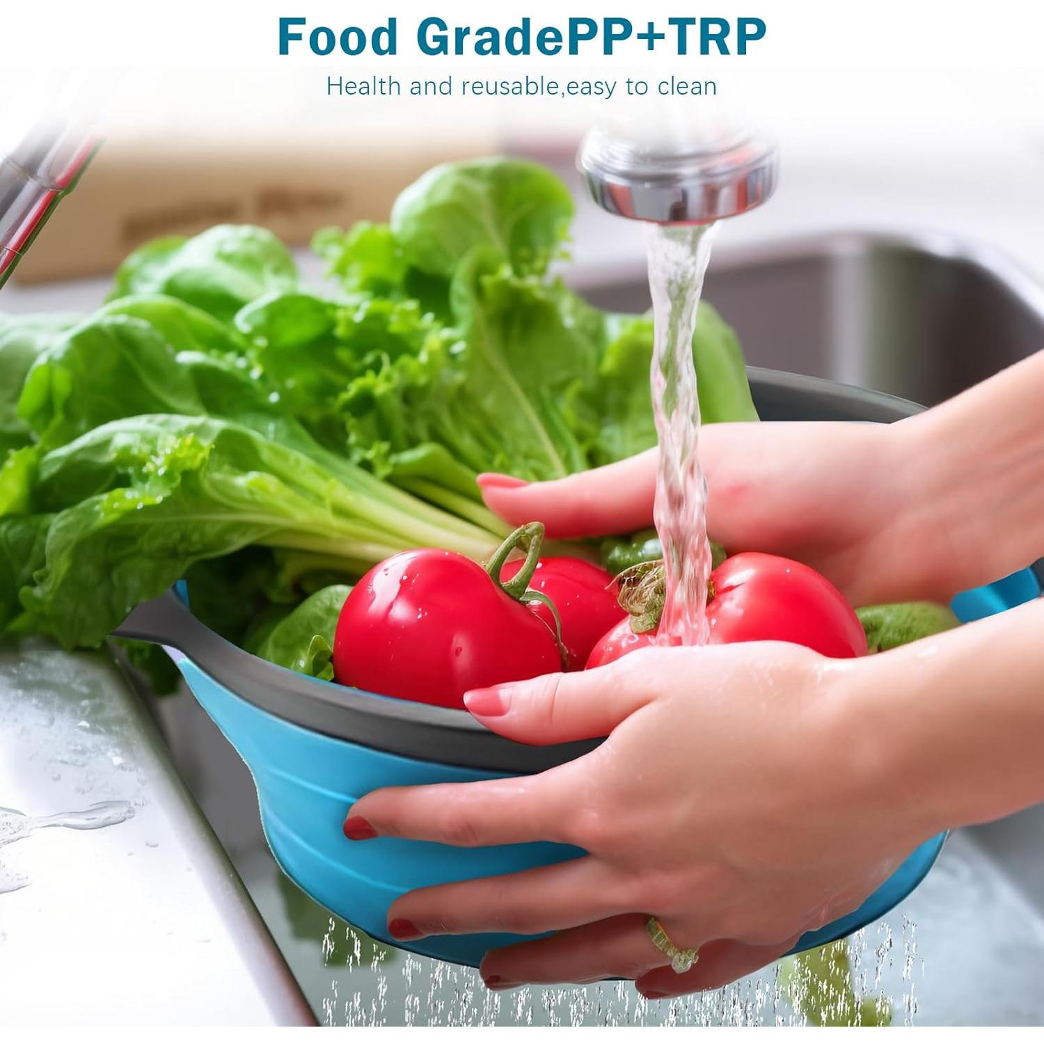 Set de Coladores Colapsables de Silicona WHZHAOCAI Azul 30cm