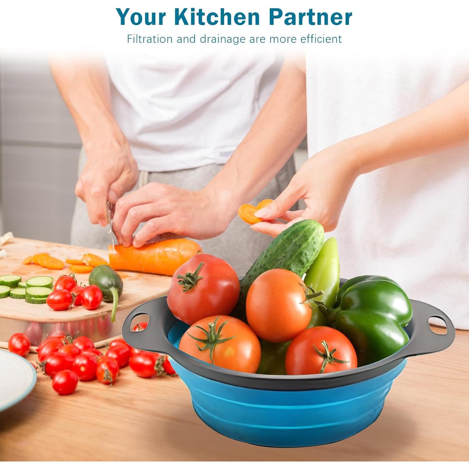 Set de Coladores Colapsables de Silicona WHZHAOCAI Azul 30cm