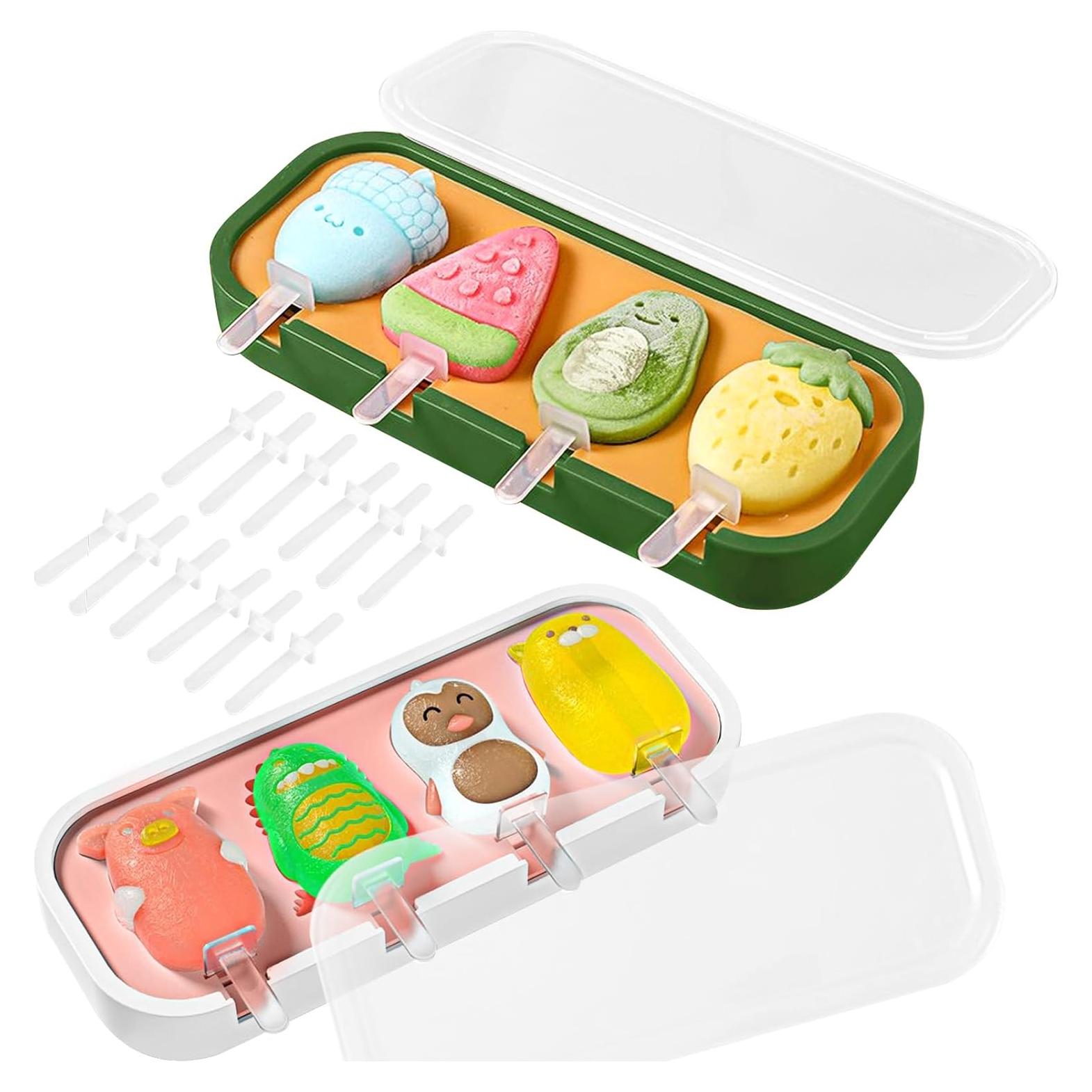 Moldes de Paletas de Silicona Katieyca - 2 Pcs Fresa y Pájaro