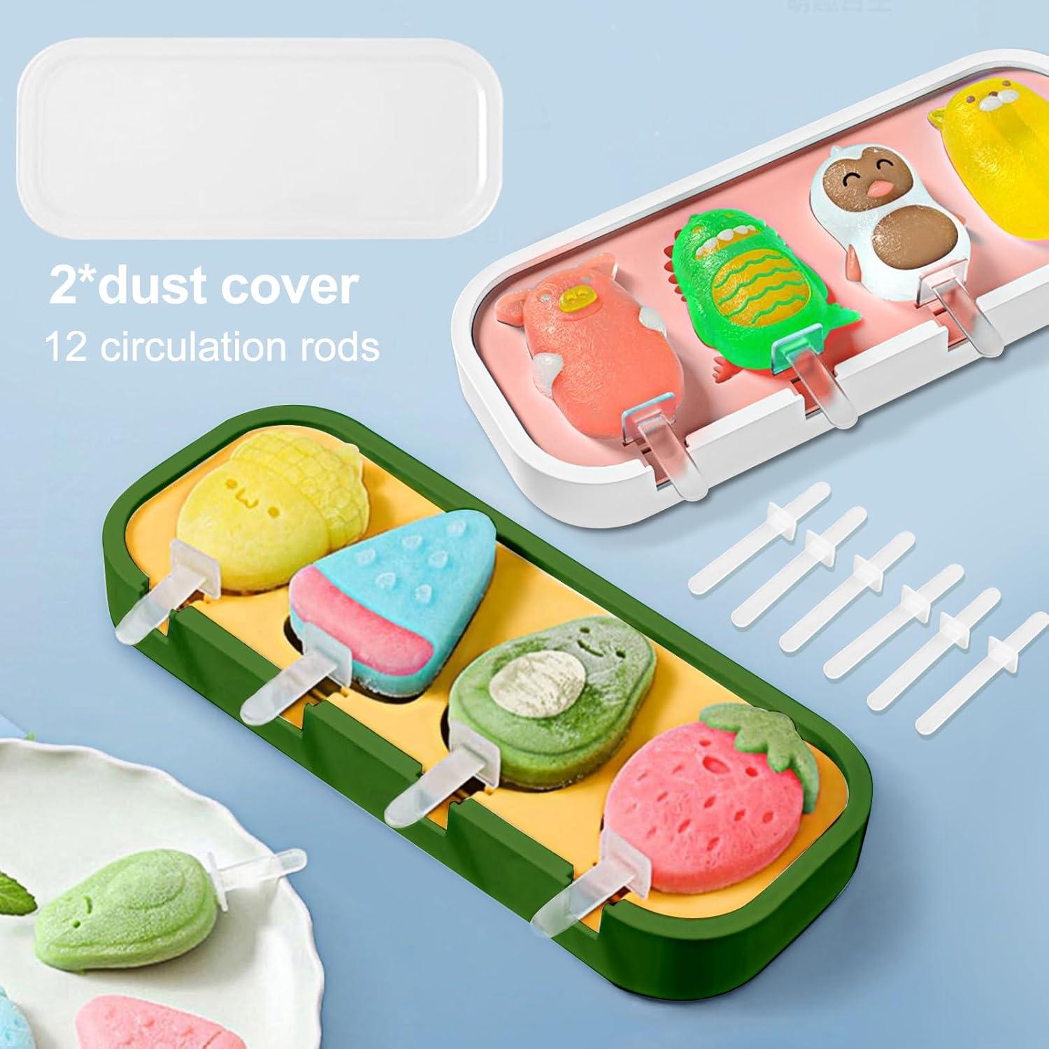 Moldes de Paletas de Silicona Katieyca - 2 Pcs Fresa y Pájaro