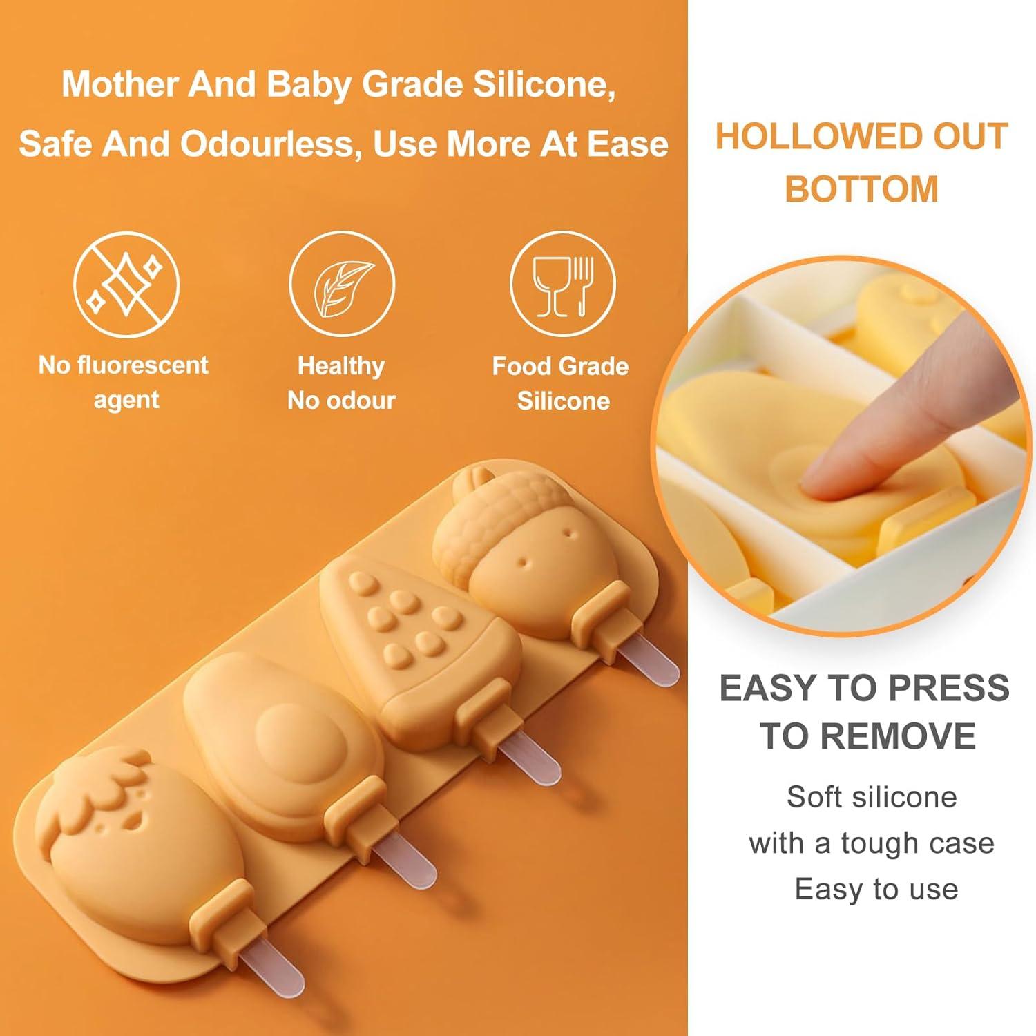 Moldes de Paletas de Silicona Katieyca - 2 Pcs Fresa y Pájaro