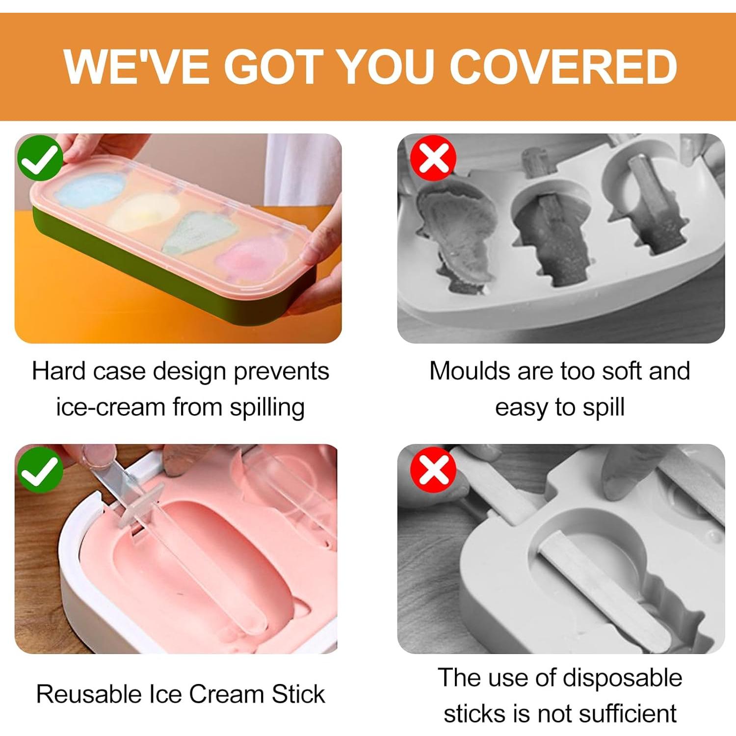 Moldes de Paletas de Silicona Katieyca - 2 Pcs Fresa y Pájaro