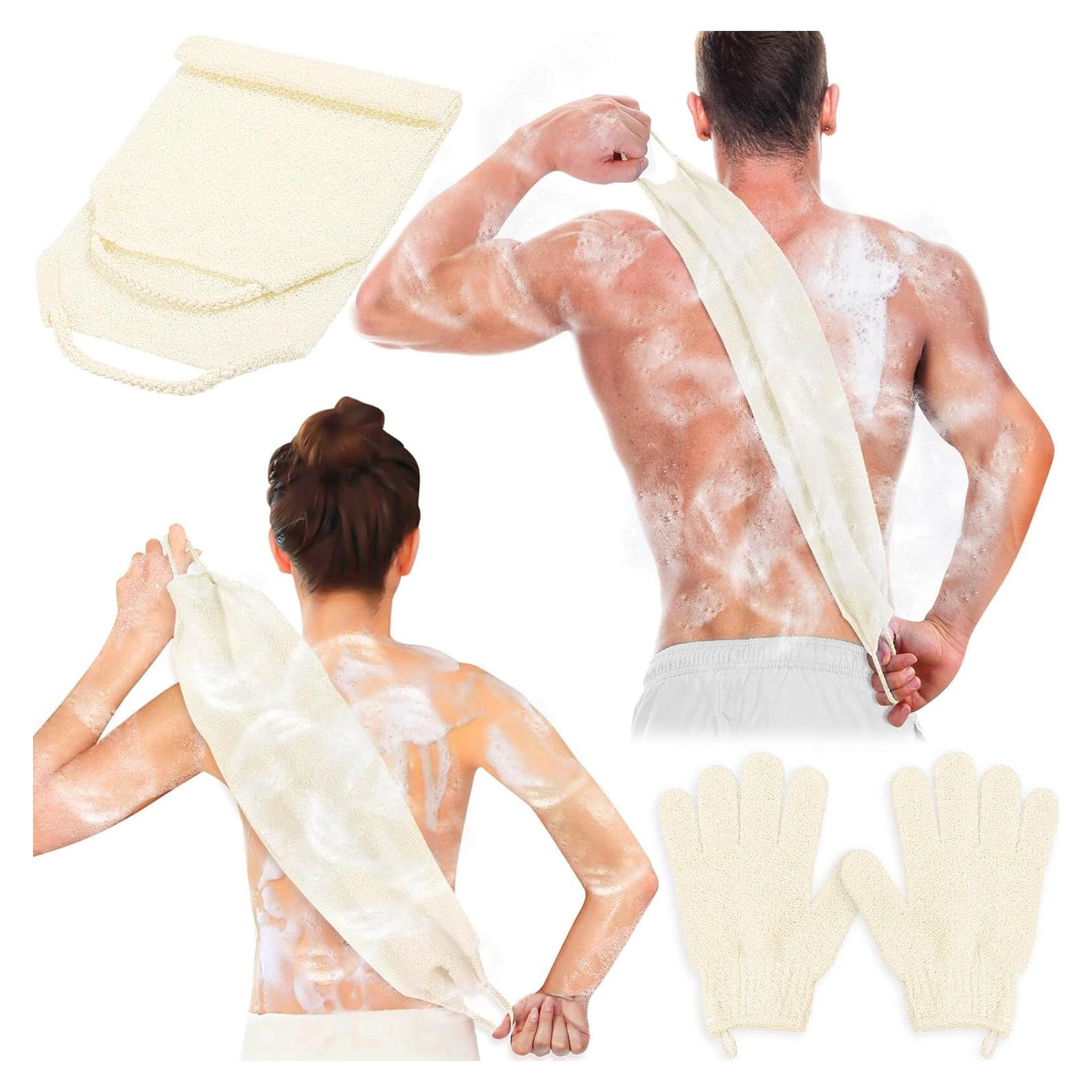 Juego de Guantes Exfoliantes Anezus y Toalla Beige 18.1x14.8cm