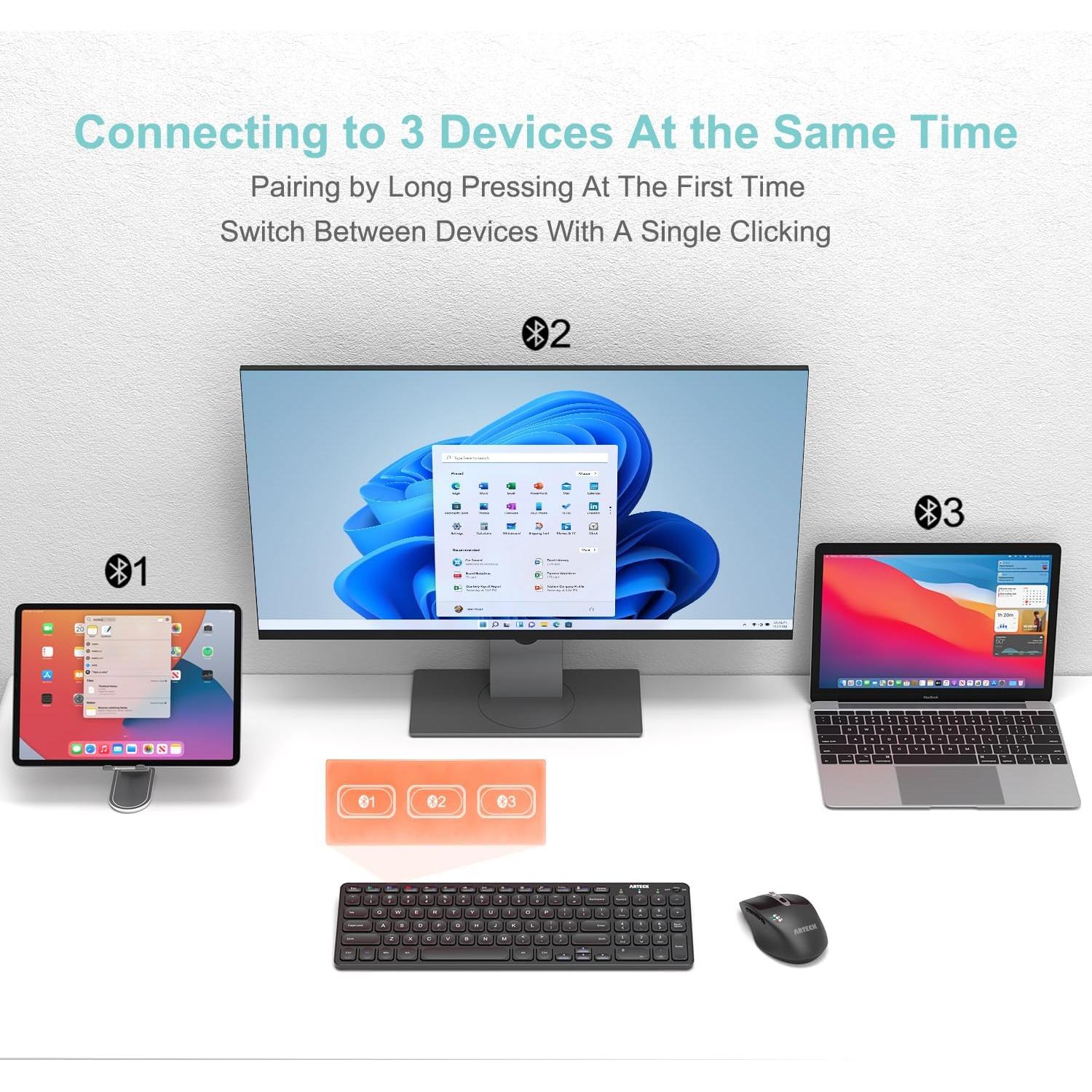 Teclado Bluetooth Arteck HB305-2 Ultra Compacto Inalámbrico