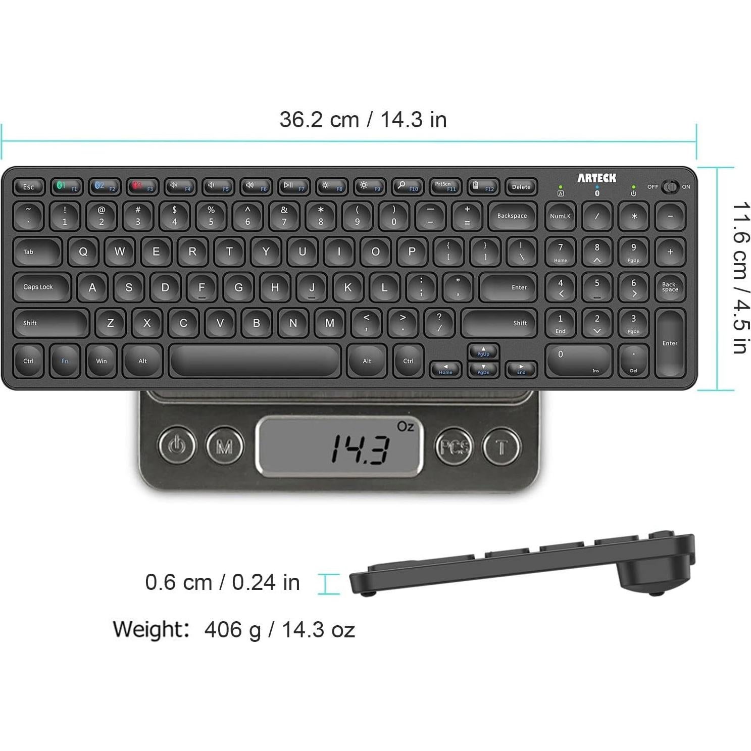 Teclado Bluetooth Arteck HB305-2 Ultra Compacto Inalámbrico