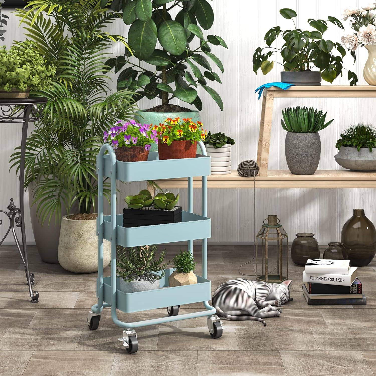 Carro Rodante de 3 Niveles Elitehouse Azul - Almacenamiento Móvil