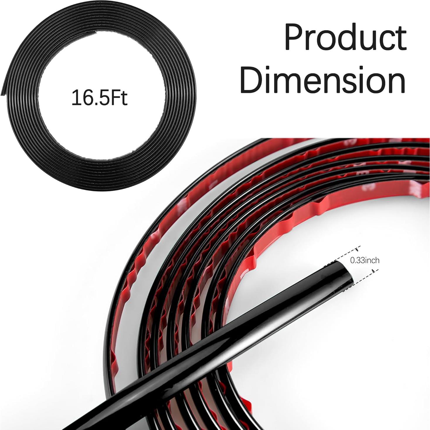 Cinta de recorte automotriz Carleef 5m negra para moldura de coche