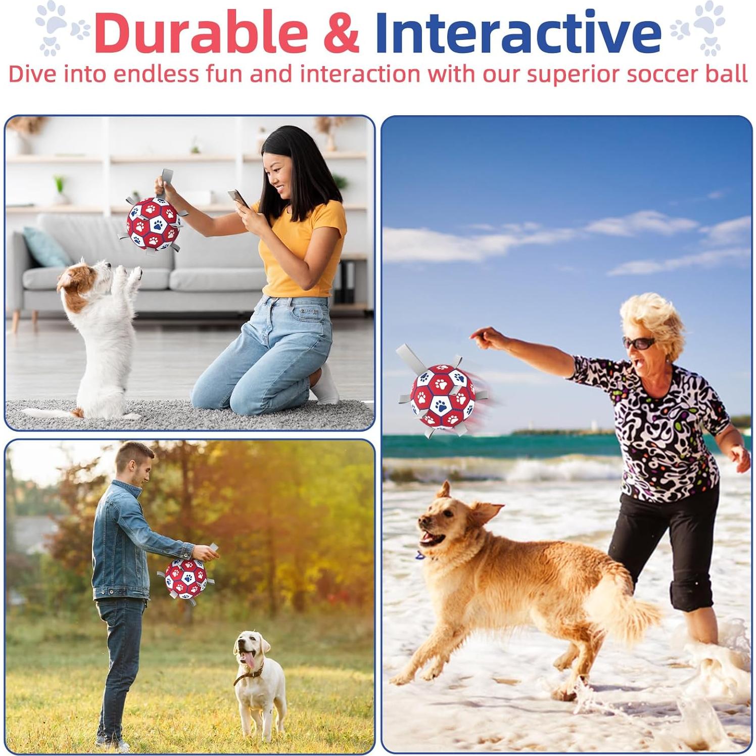 Pelota de Fútbol para Perros DIMAN Mediana con Correas