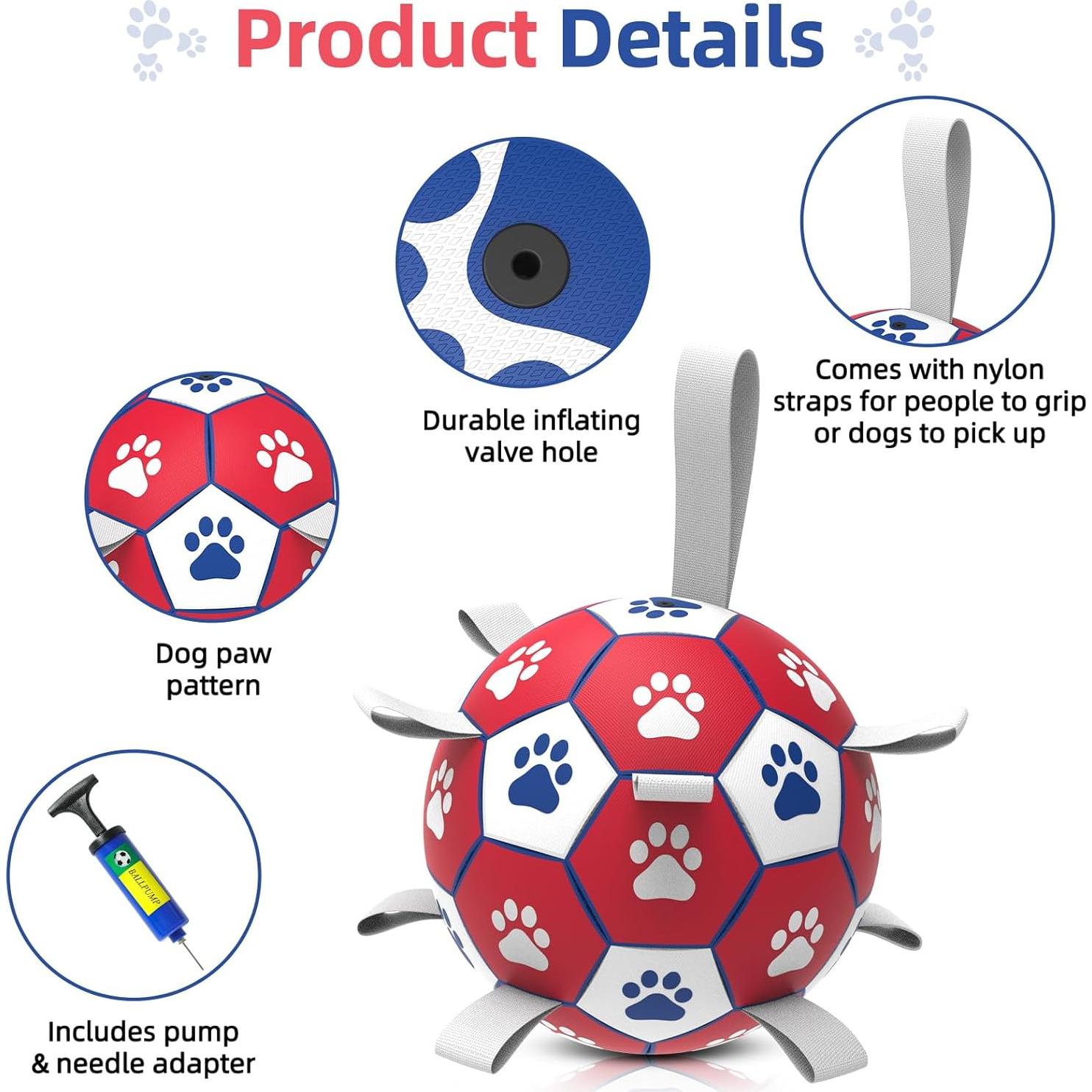 Pelota de Fútbol para Perros DIMAN Mediana con Correas