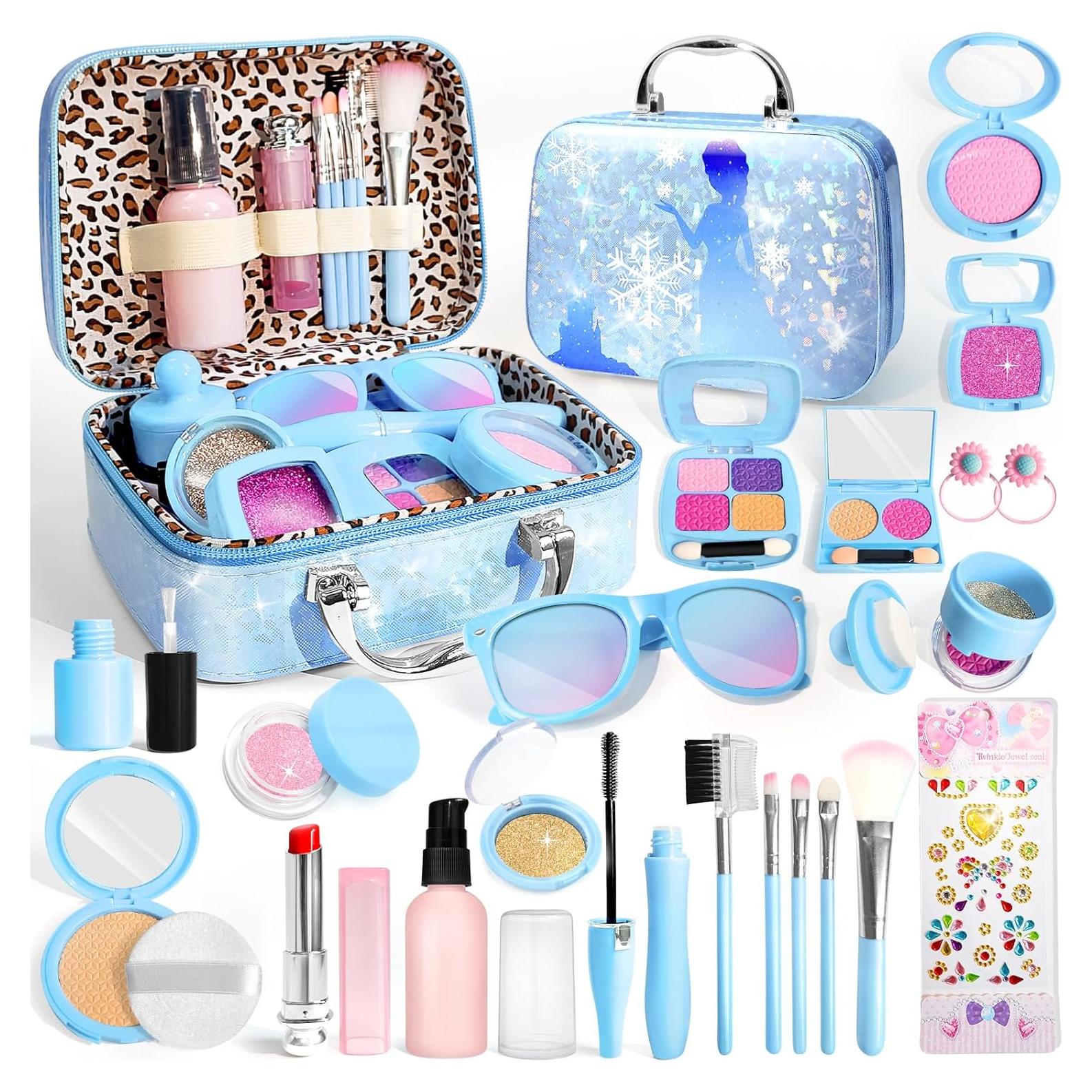 INNOCHEER Pretend Makeup for Toddlers, Fake Play Makeup for Little Girls, Frozen Toy Makeup Set for Girls, Birthday Christmas Princess Gifts Toddler Girl Toys Age 3 4 5 6 7 8 (Not Real Makeup)