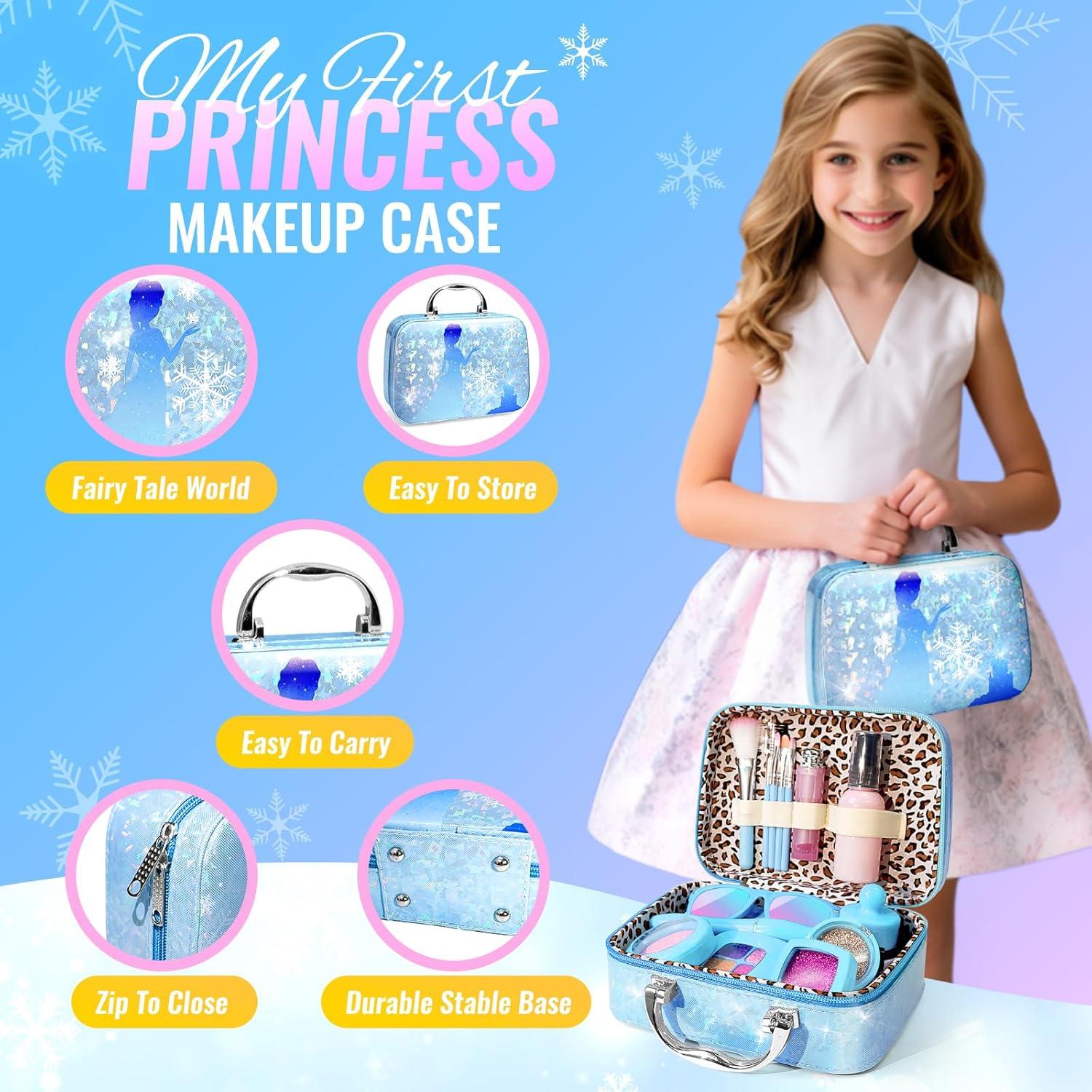 INNOCHEER Pretend Makeup for Toddlers, Fake Play Makeup for Little Girls, Frozen Toy Makeup Set for Girls, Birthday Christmas Princess Gifts Toddler Girl Toys Age 3 4 5 6 7 8 (Not Real Makeup)