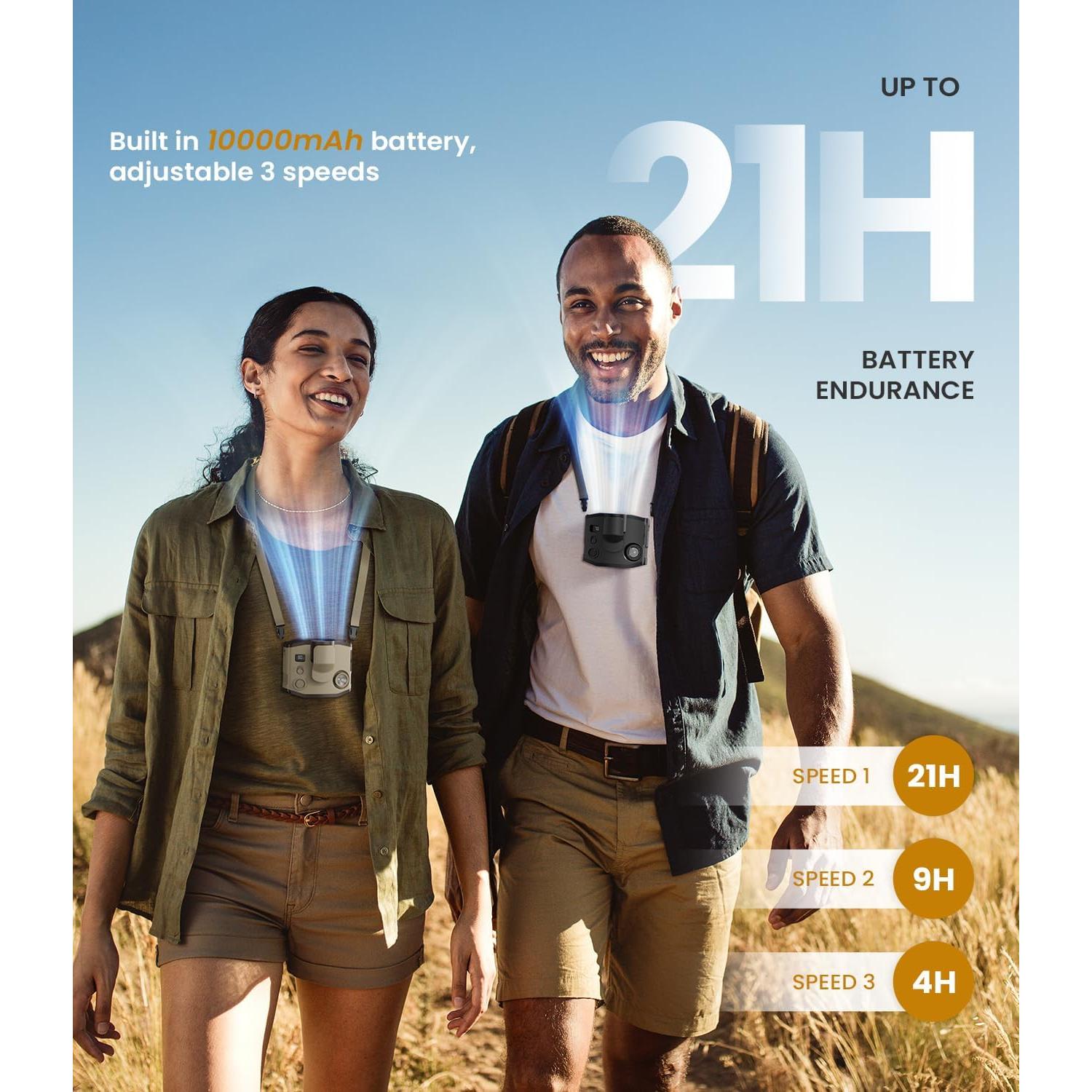 Ventilador de Cintura LEMOISTAR FB4 Portátil 3 en 1 10000mAh