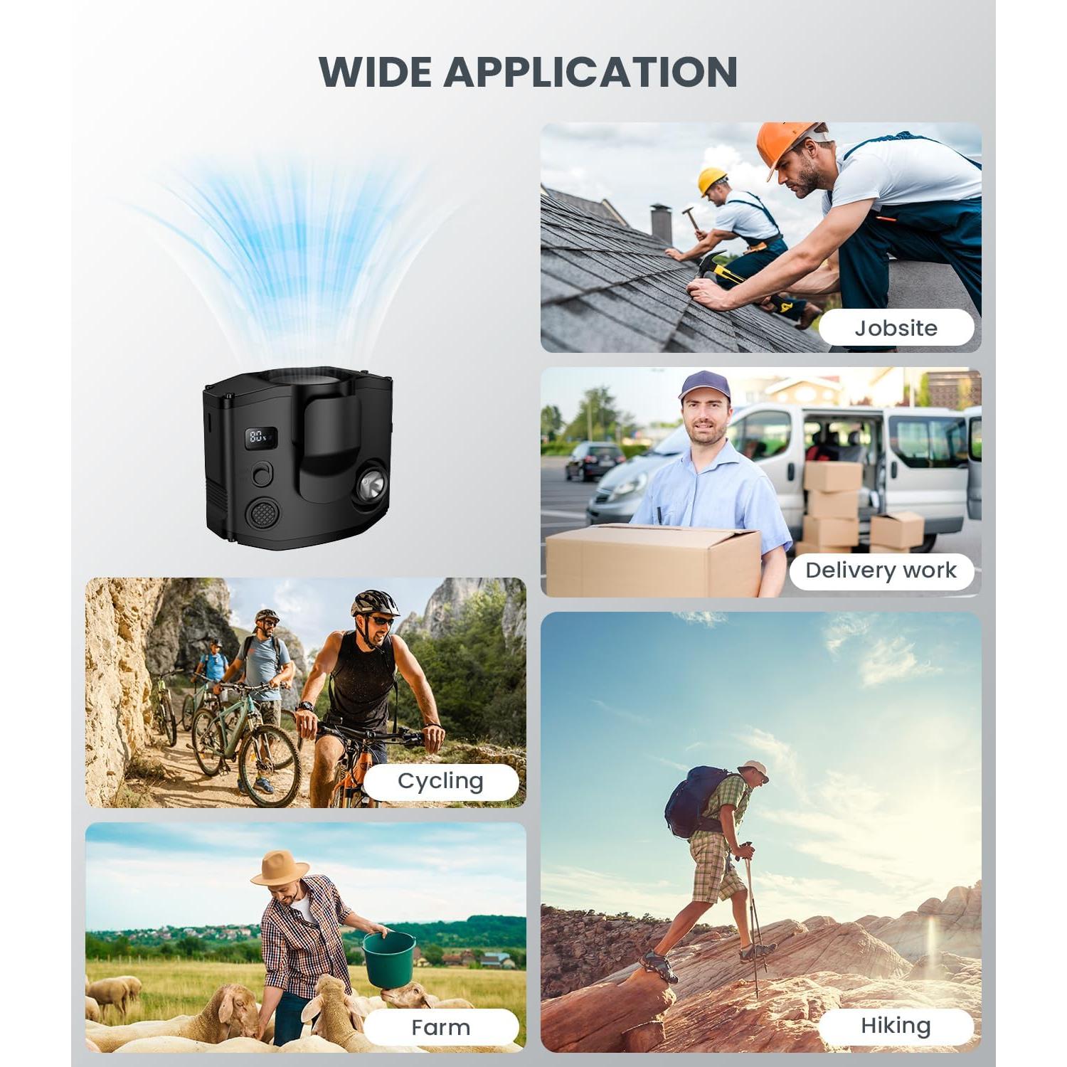 Ventilador de Cintura LEMOISTAR FB4 Portátil 3 en 1 10000mAh