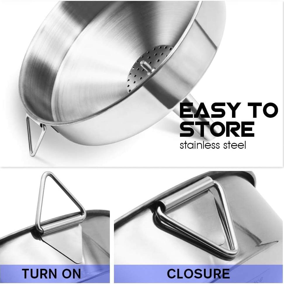 Embudo Grande HOXHA de Acero Inoxidable con Colador 20.07 cm