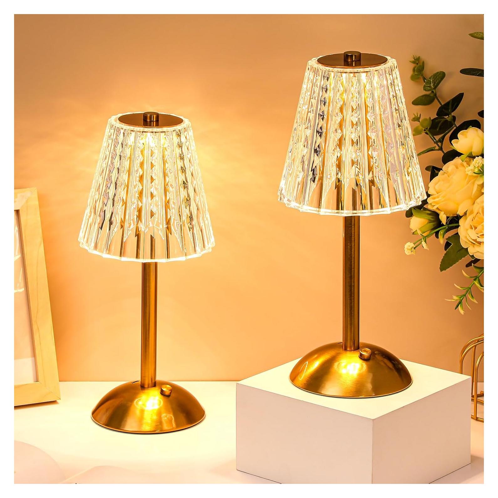 Lámpara de Mesa LED Inalámbrica Liliful 2 Pcs Dorada Táctil