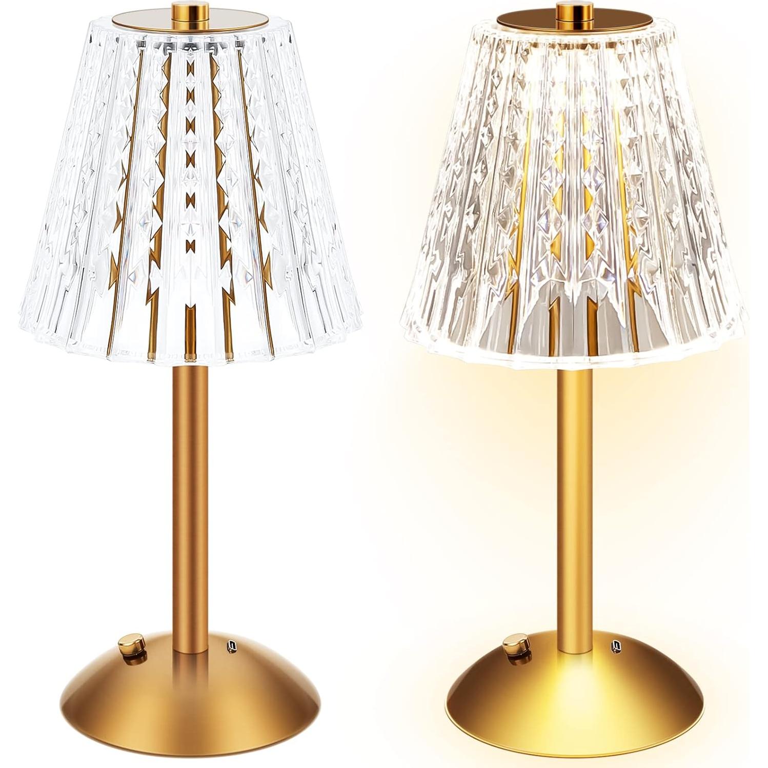 Lámpara de Mesa LED Inalámbrica Liliful 2 Pcs Dorada Táctil