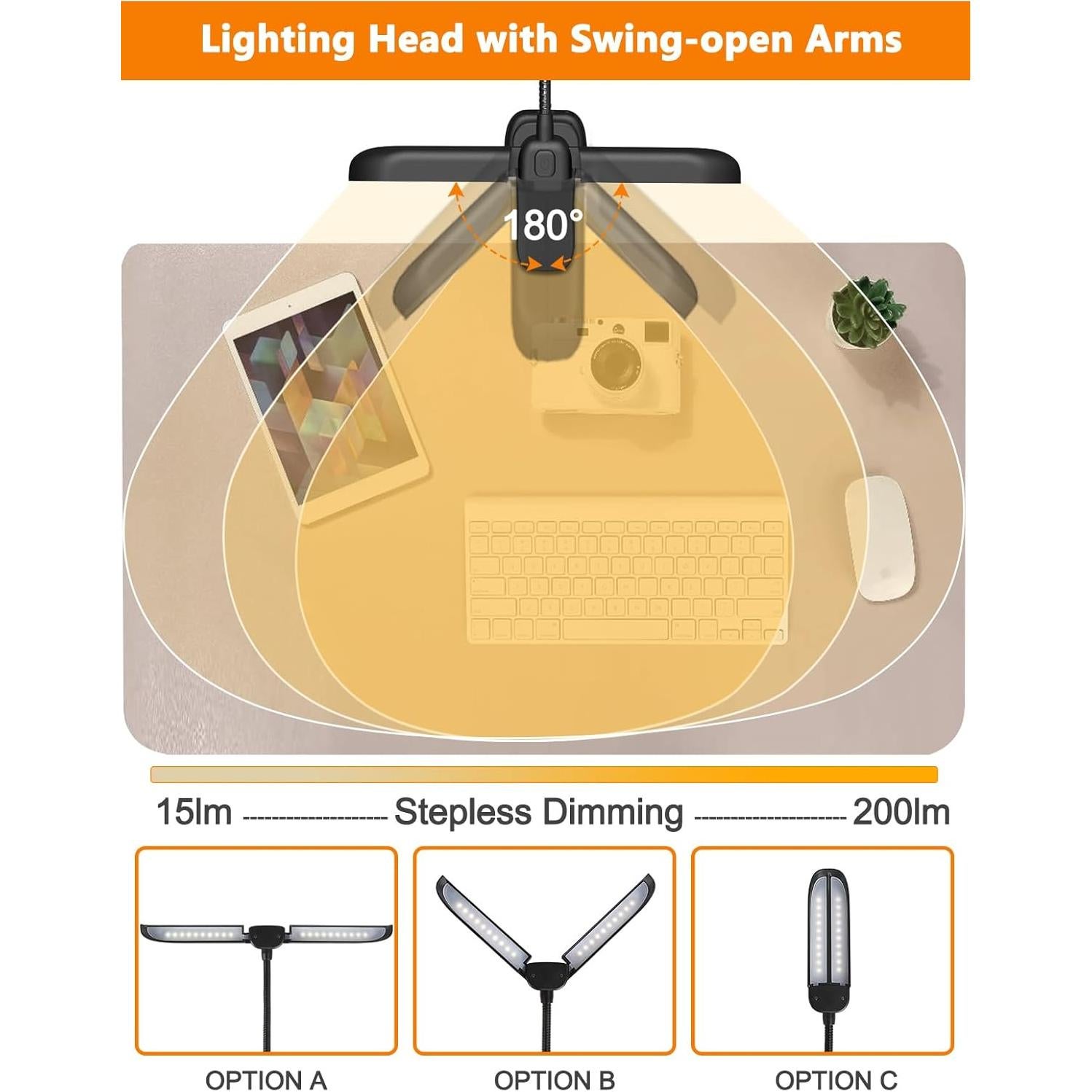 Luz de Atril Plegable Vekkia MST42 - LED Recargable 2500mAh
