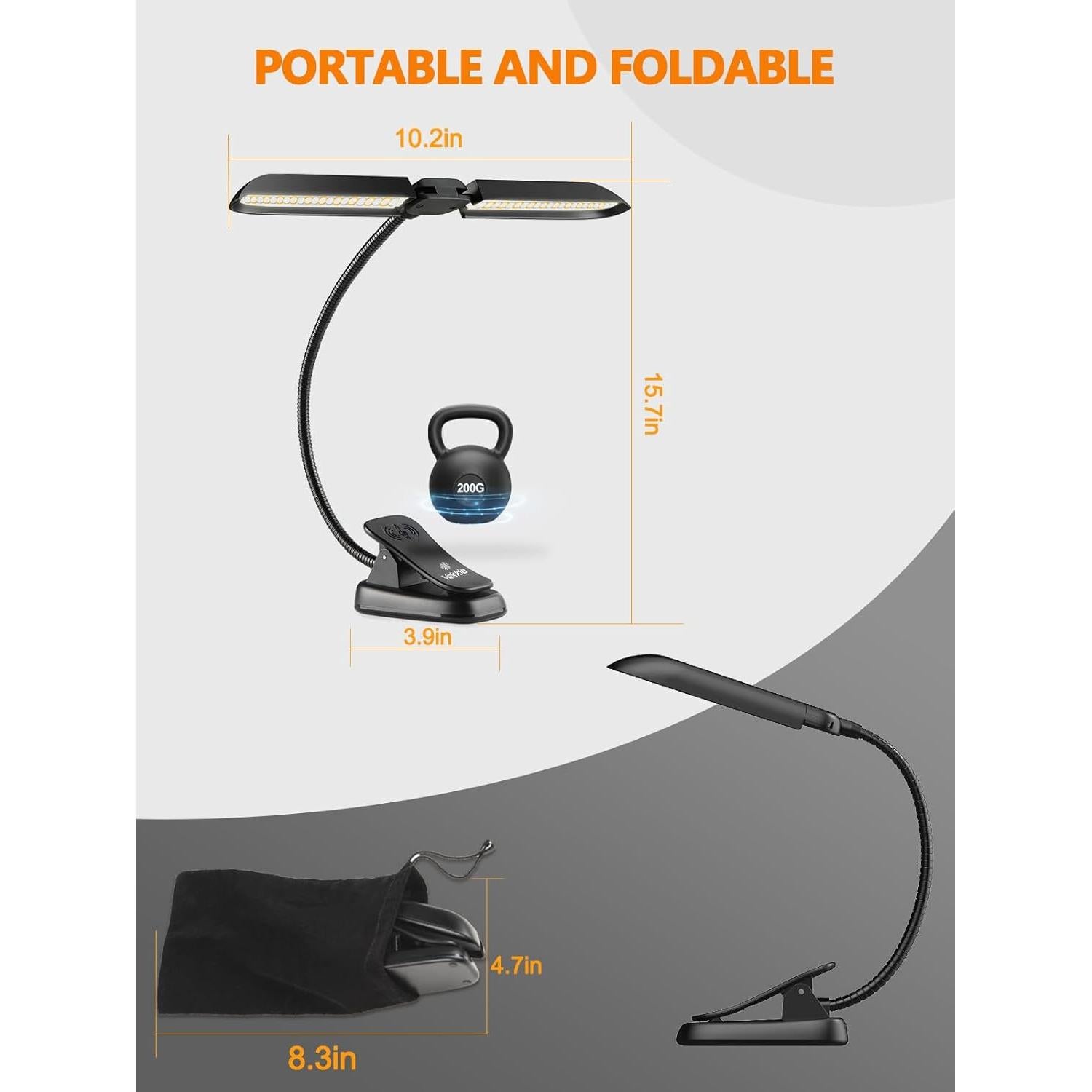 Luz de Atril Plegable Vekkia MST42 - LED Recargable 2500mAh