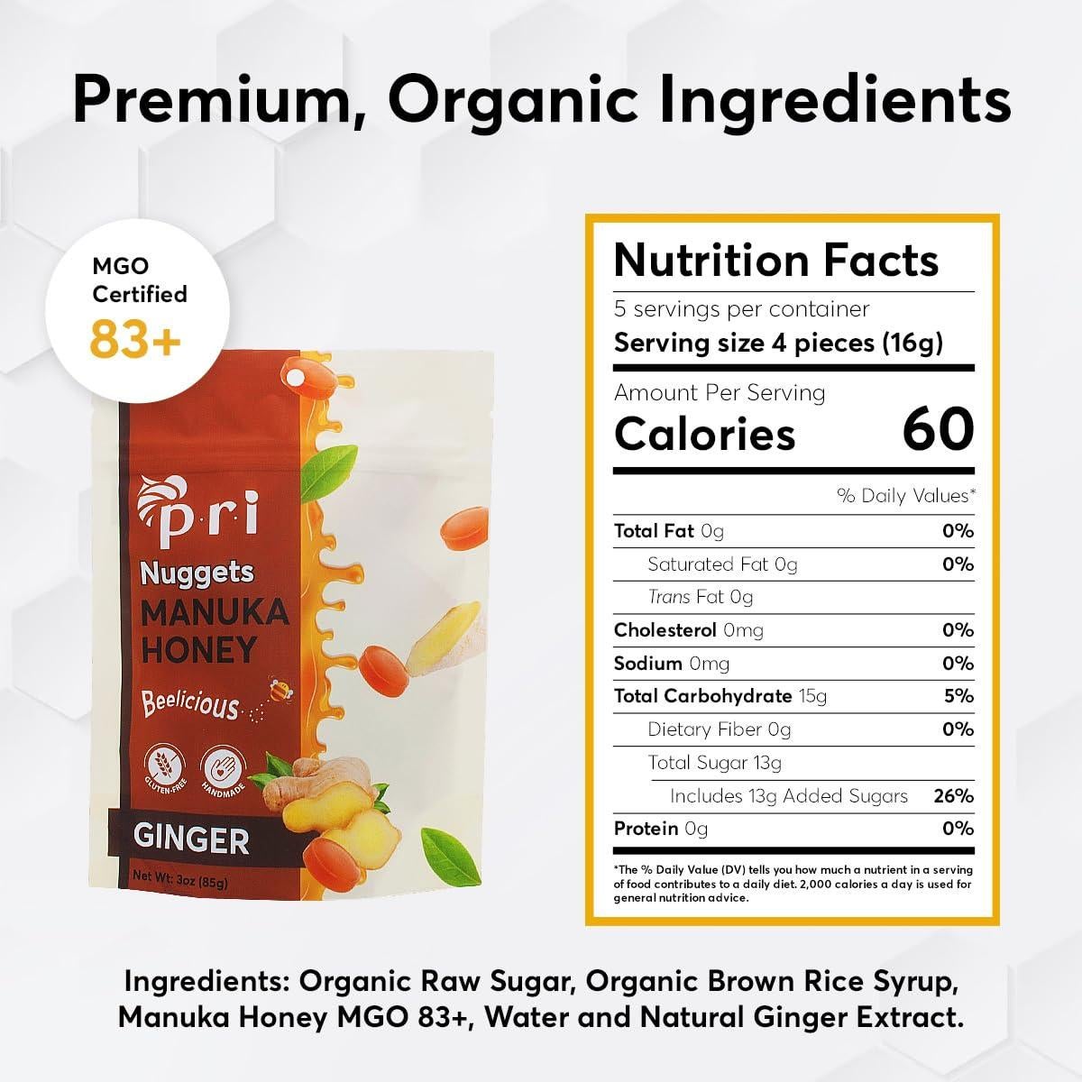 Caramelos Duro de Miel de Manuka y Jengibre PRI 85g