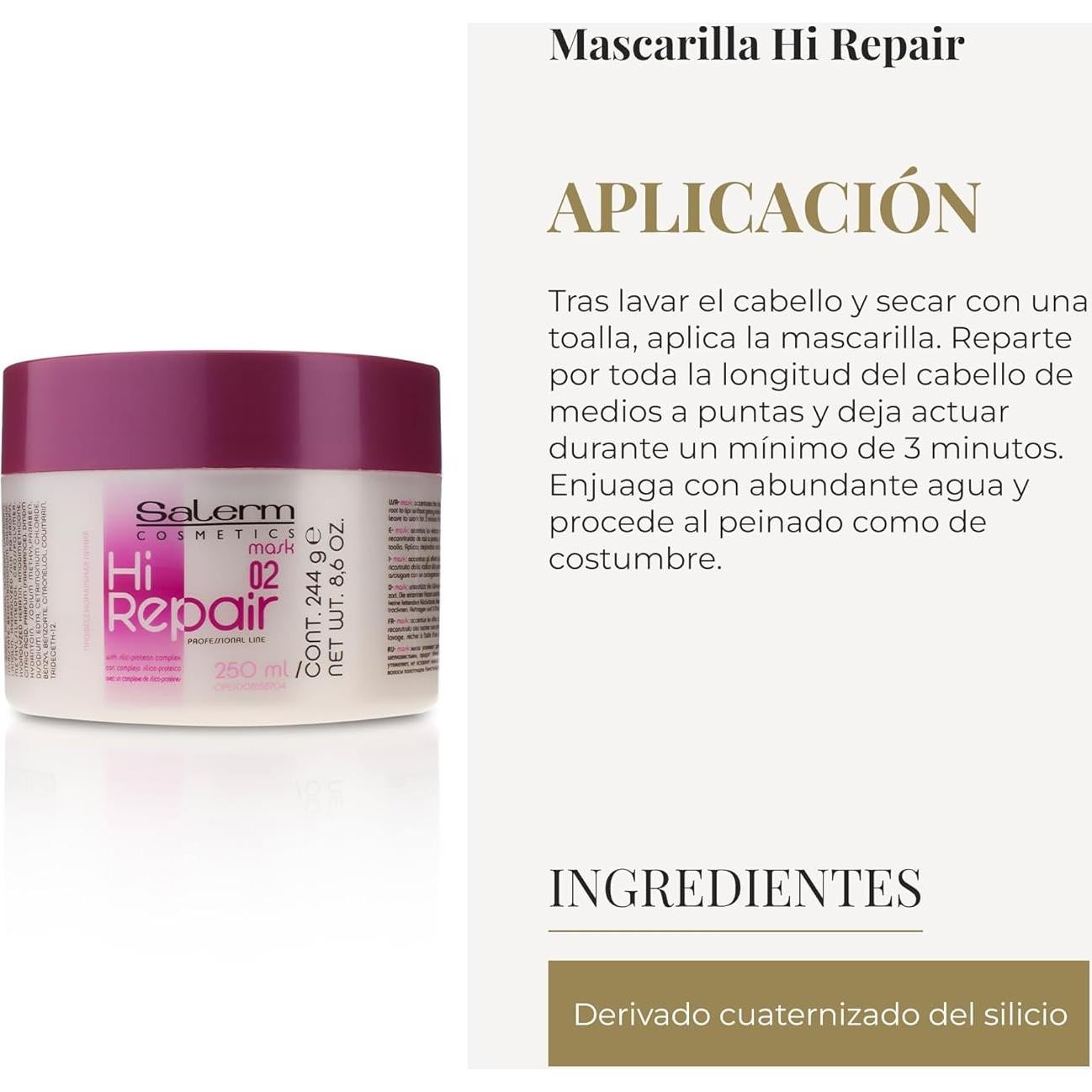 Mascarilla Capilar Reparadora Salerm Hi Repair 250 ml - Hidratación Profunda