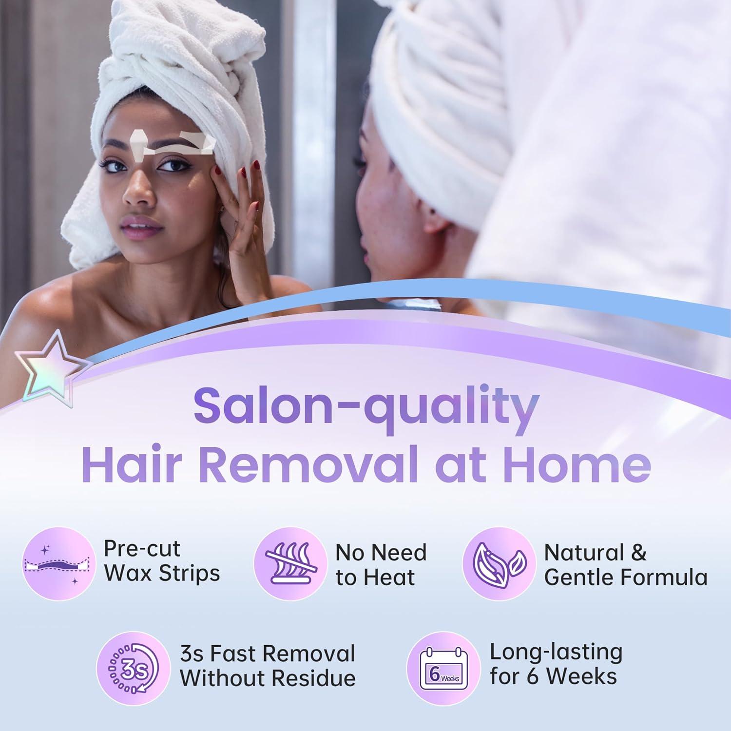 Kit de Cera Fría LaWink para Vello Facial - 24 Tiras + 4 Toallitas