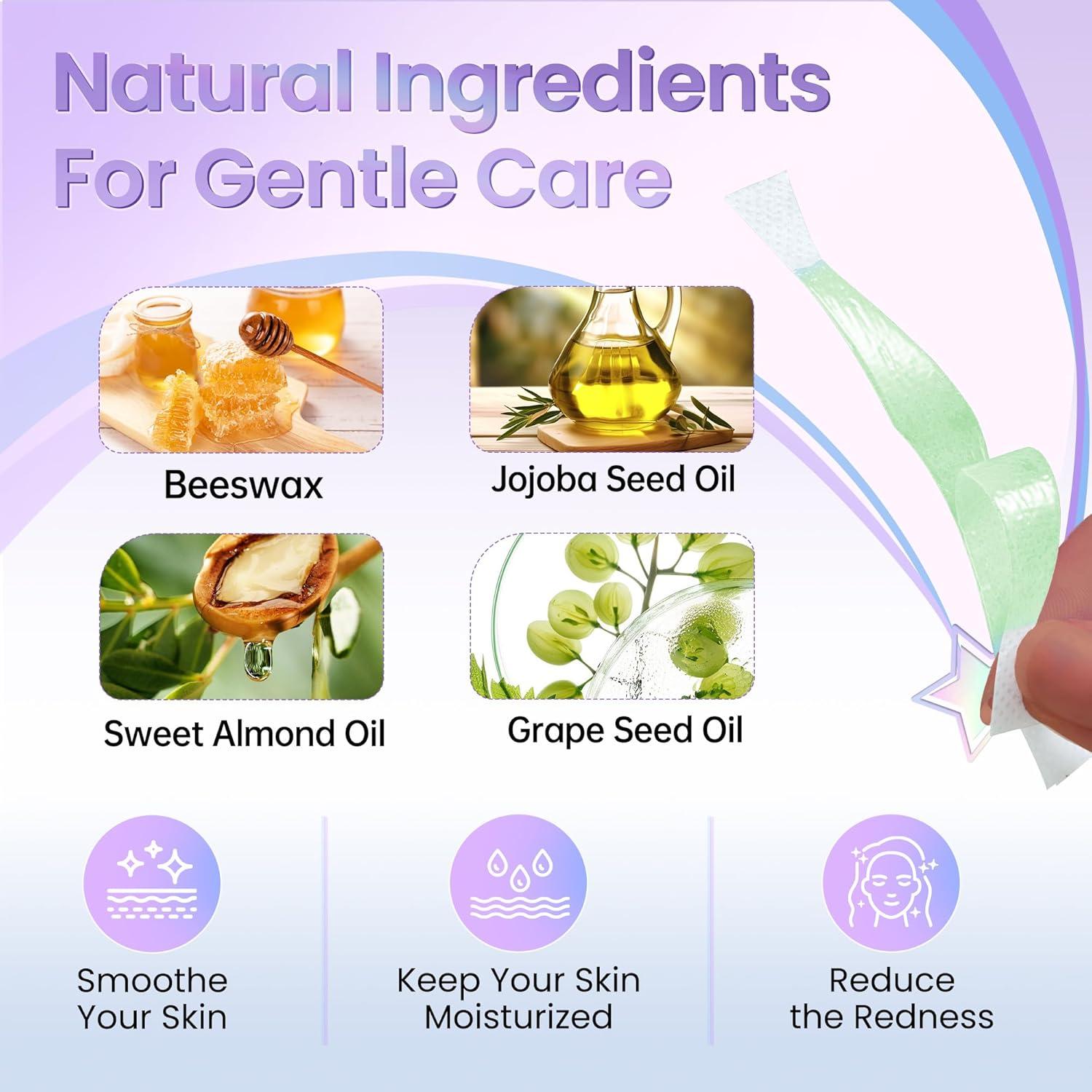 Kit de Cera Fría LaWink para Vello Facial - 24 Tiras + 4 Toallitas