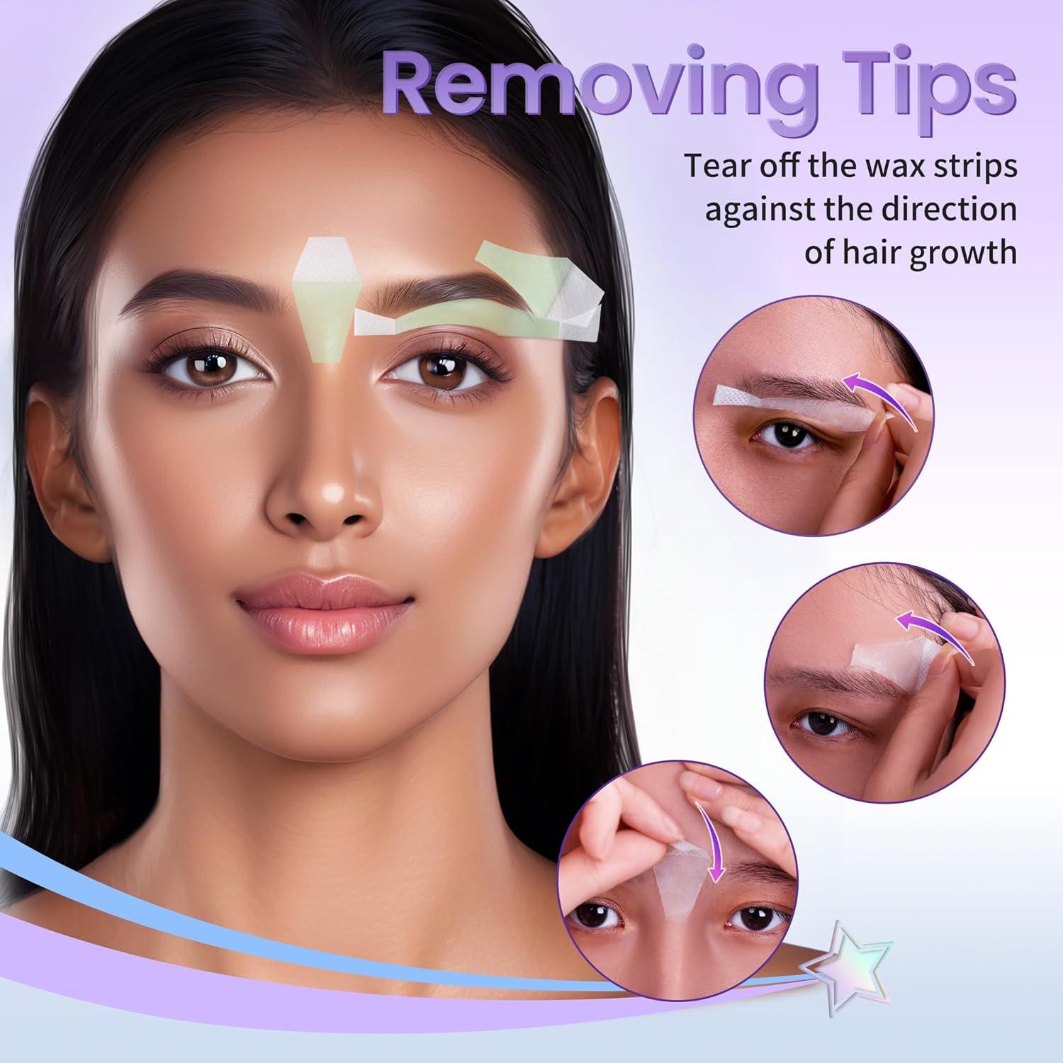 Kit de Cera Fría LaWink para Vello Facial - 24 Tiras + 4 Toallitas